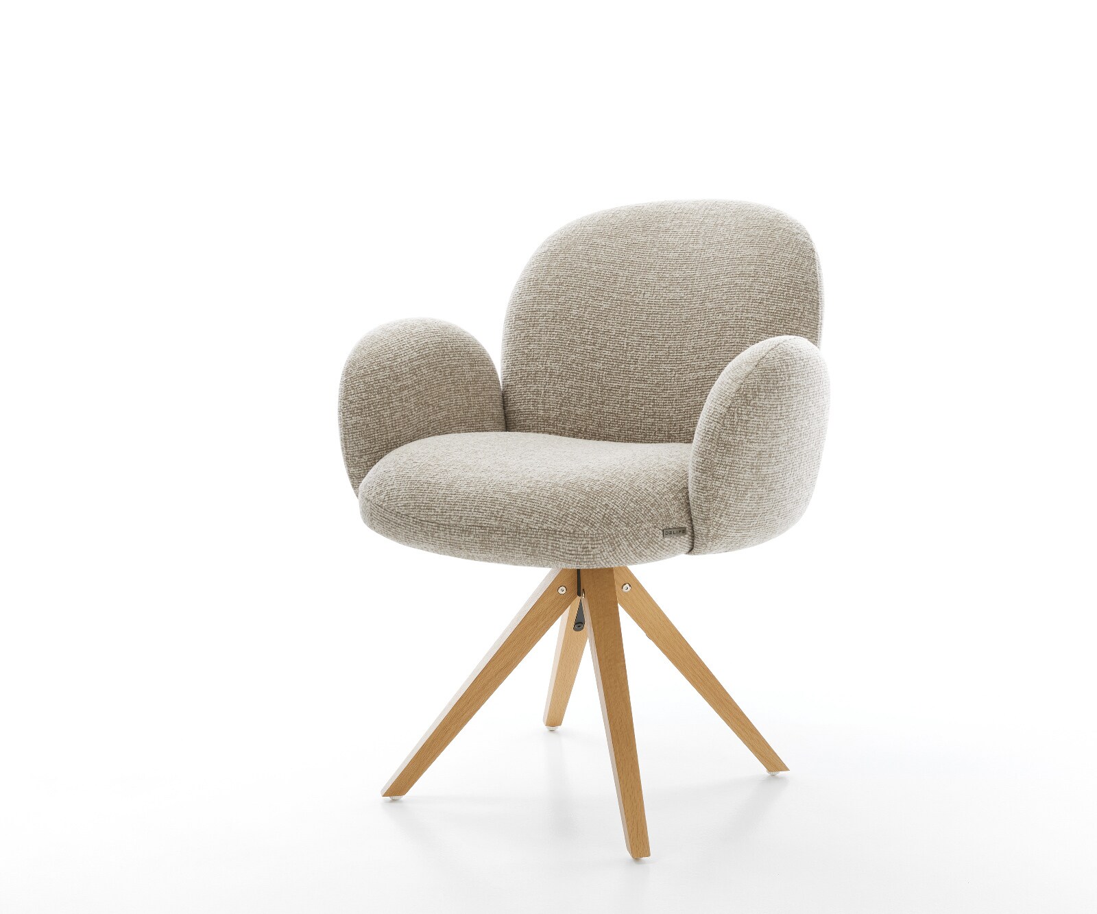 Drehstuhl Nube-Flex mit Armlehnen Webstoff Soft Beige Holzgestell kantig Na günstig online kaufen