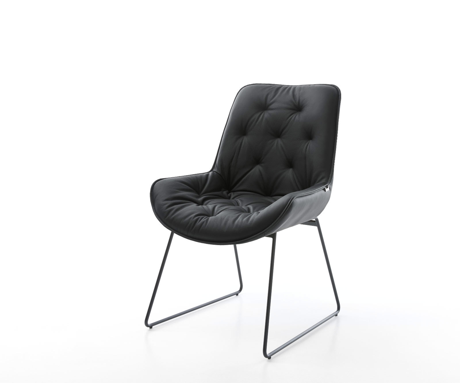 Esszimmerstuhl Taimi-Flex Echt-Leder Schwarz Kufengestell Schwarz Esszimmerstuhl Taimi-Flex Echt-Leder Schwarz Kufengestell Schwarz