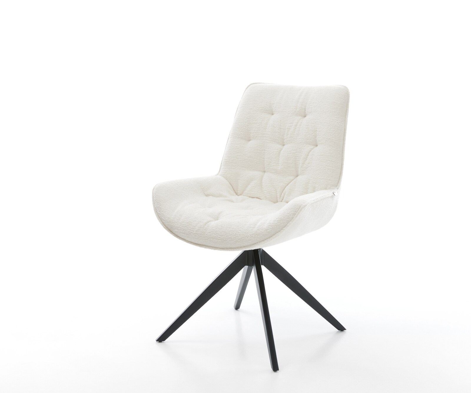 Drehstuhl Taimi-Flex Bouclé Soft Beige Kreuzgestell breit Schwarz 360° dreh günstig online kaufen