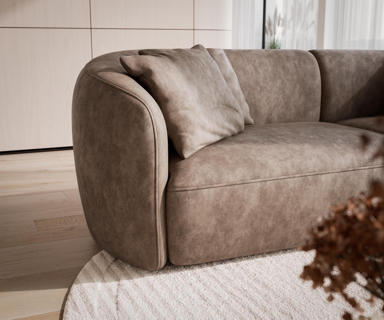 Sofa Mairi 330x160 cm Mikrofaser Taupe Vintage 4 Sofa Mairi 330x160 cm Mikrofaser Taupe Vintage 4