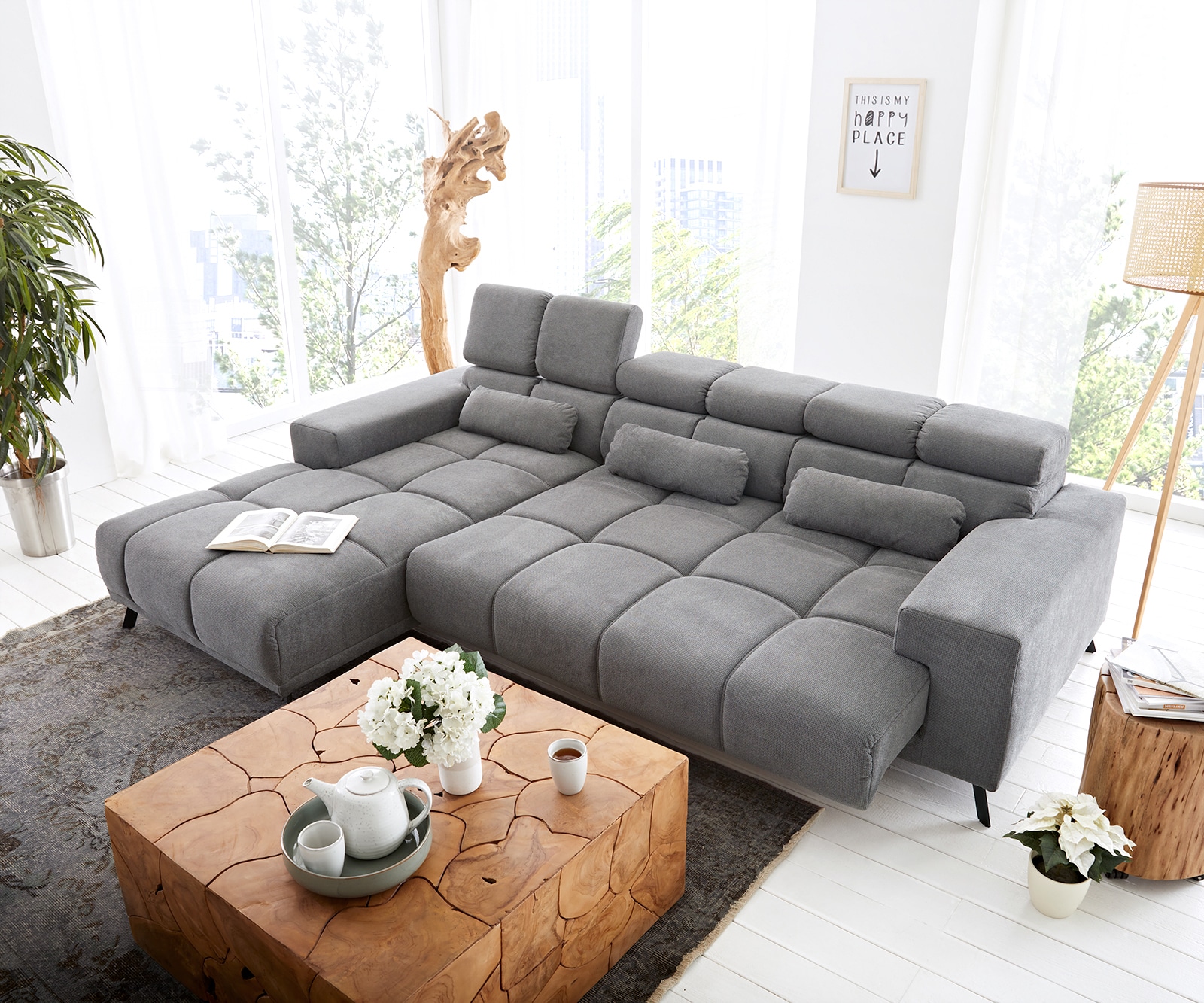 Ecksofa Ordino 285x200 Mikrofaser Grau Ottomane links elektrische Sitztiefenverstellung 5 Ecksofa Ordino 285x200 Mikrofaser Grau Ottomane links elektrische Sitztiefenverstellung 5
