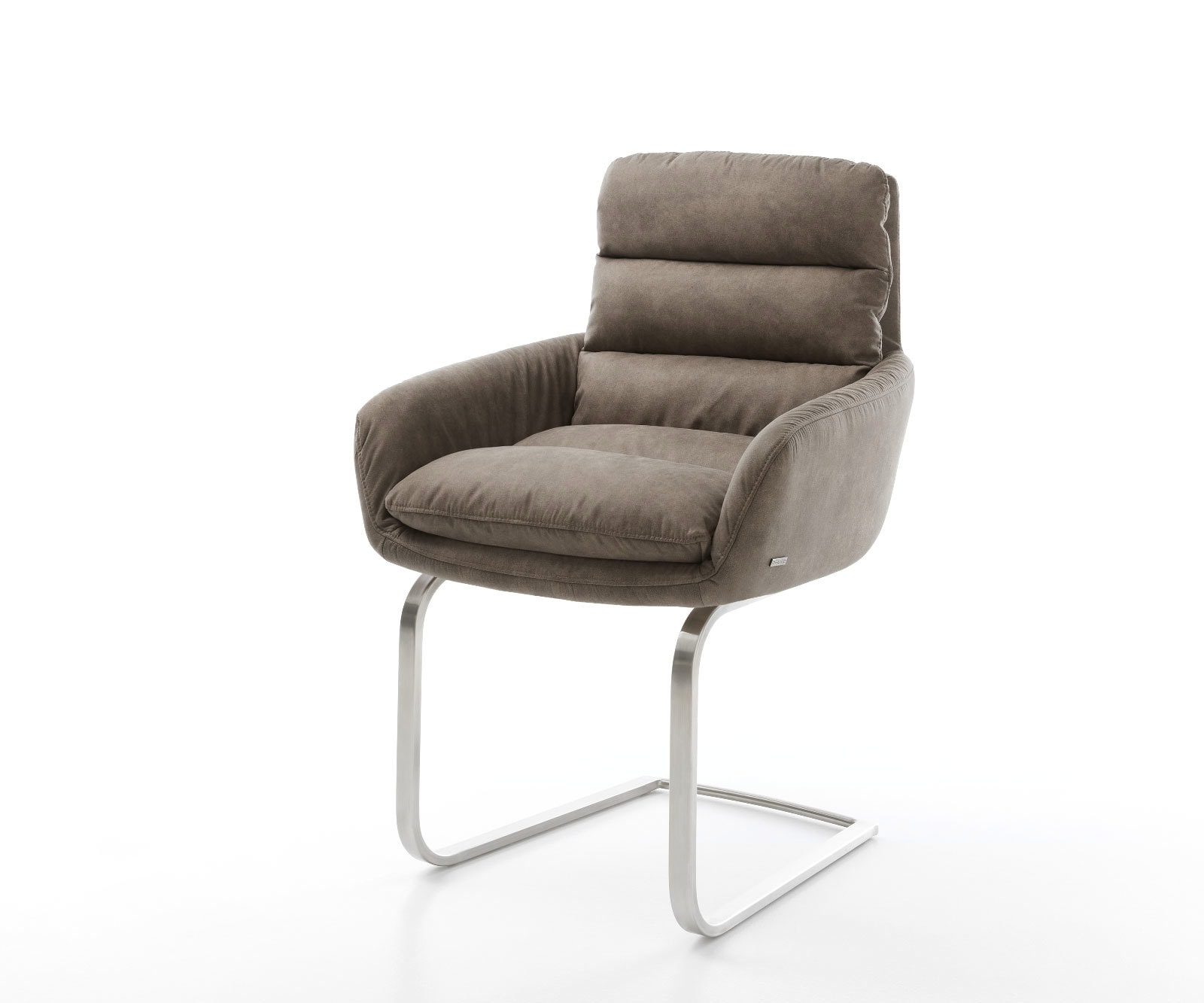 Freischwinger Abelia-Flex mit Armlehnen Mikrofaser Taupe Vintage Freischwinger flach Edelstahl