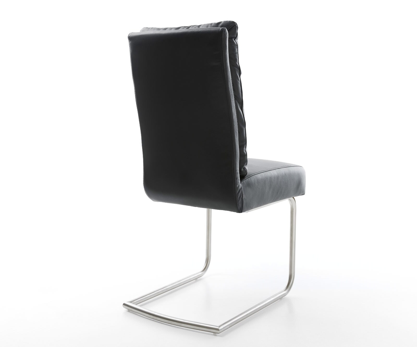 Freischwinger Pela-Flex Echt-Leder Schwarz Freischwinger rund Edelstahl Taschenfederkern 4
