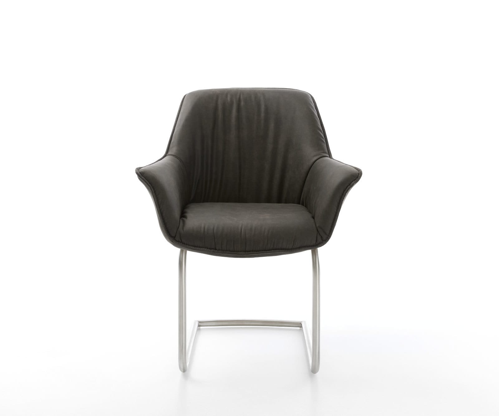 Freischwinger Keila-Flex mit Armlehnen Mikrofaser Anthrazit Vintage Freischwinger rund Edelstahl 2 Freischwinger Keila-Flex mit Armlehnen Mikrofaser Anthrazit Vintage Freischwinger rund Edelstahl 2