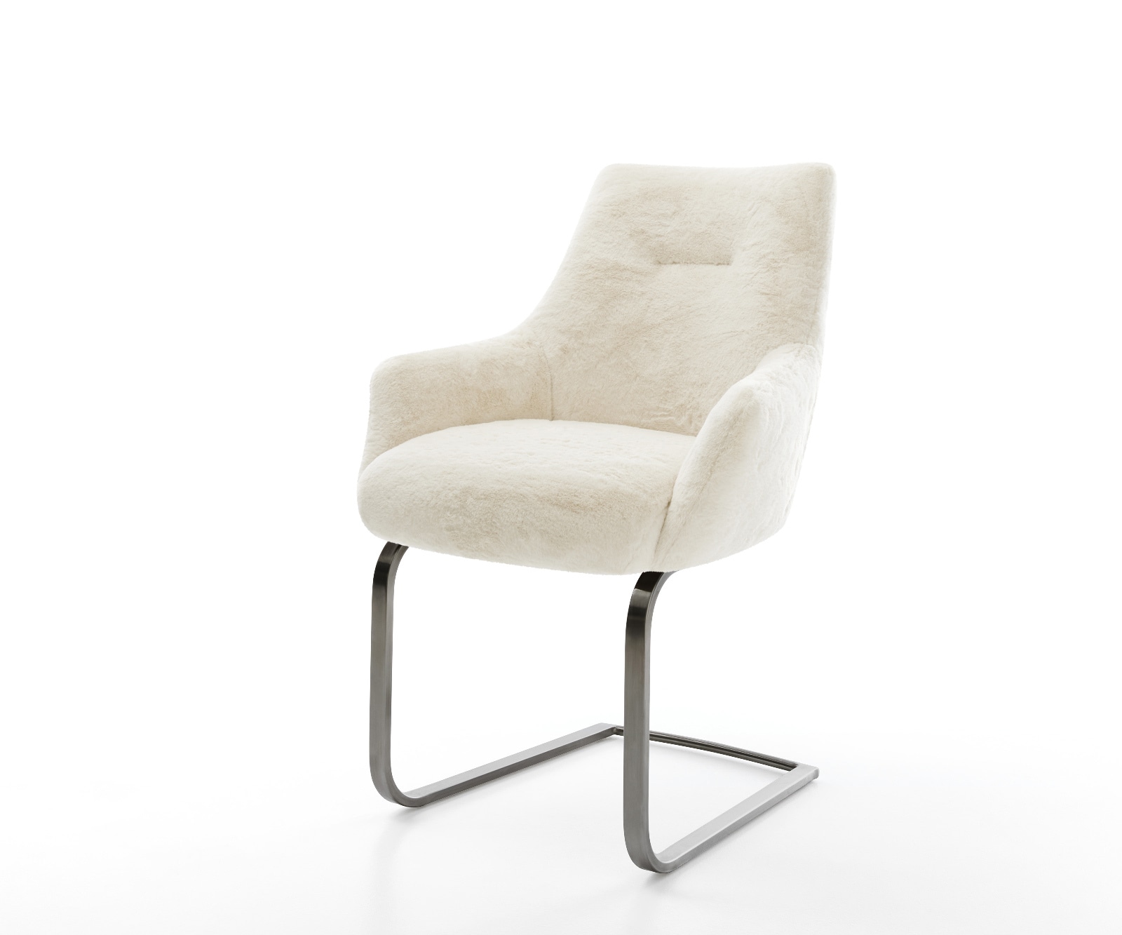 Freischwinger Alja-Flex mit Armlehnen Plüsch Creme-Weiß Freischwinger flach Graphit Taschenfederkern 1