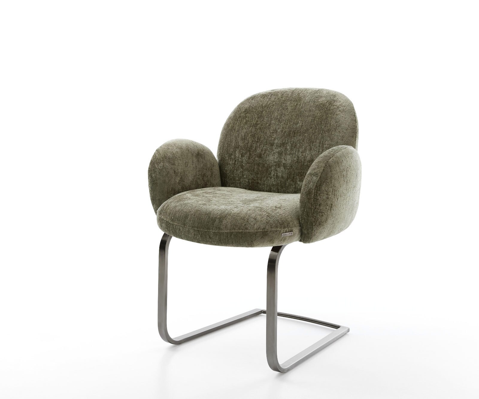 Freischwinger Nube-Flex mit Armlehnen Chenille Olive Freischwinger flach Gr günstig online kaufen