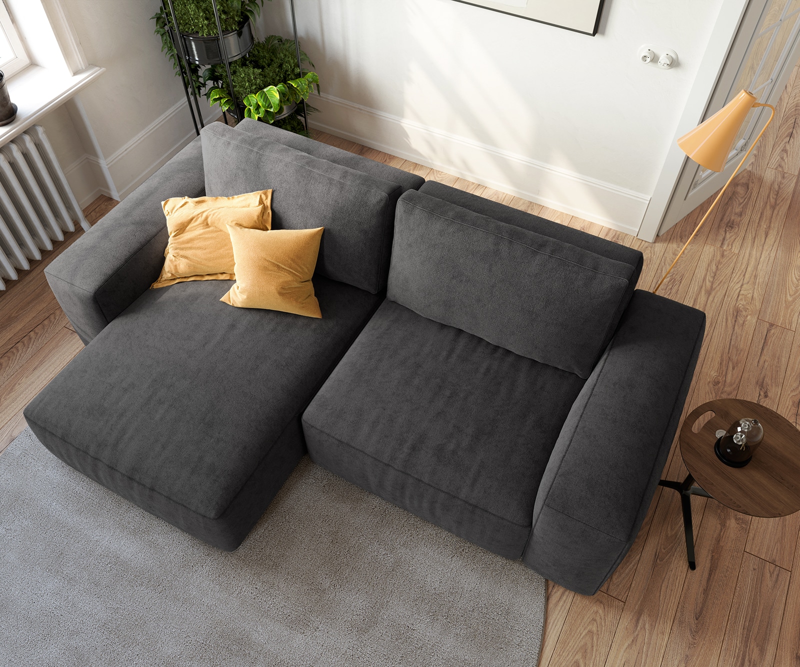 Ecksofa Lanzo 230x155 cm Mikrofaser Schwarz Recamiere variabel 3