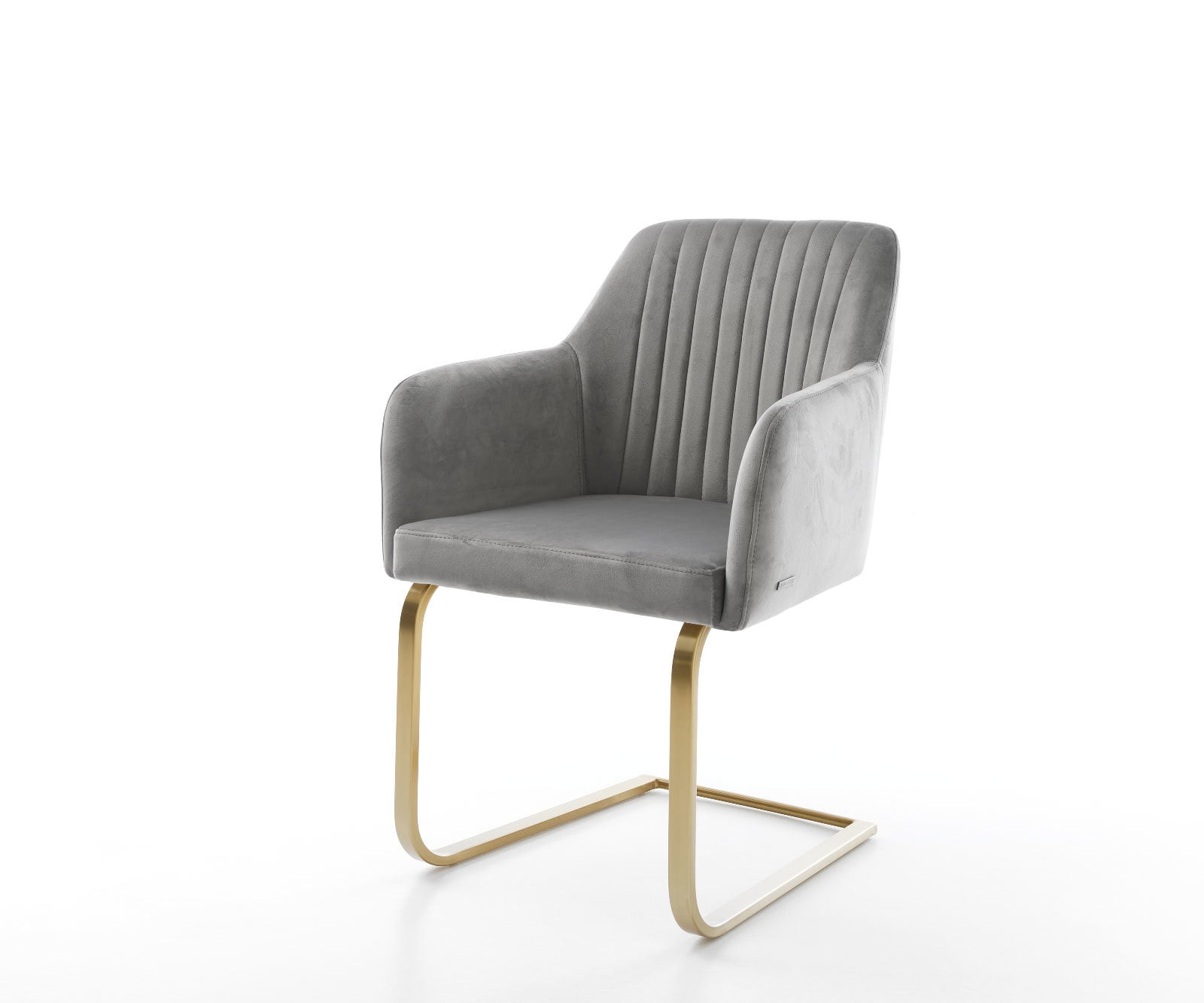 Freischwinger Greg-Flex Samt Grau Freischwinger flach Gold Taschenfederkern günstig online kaufen