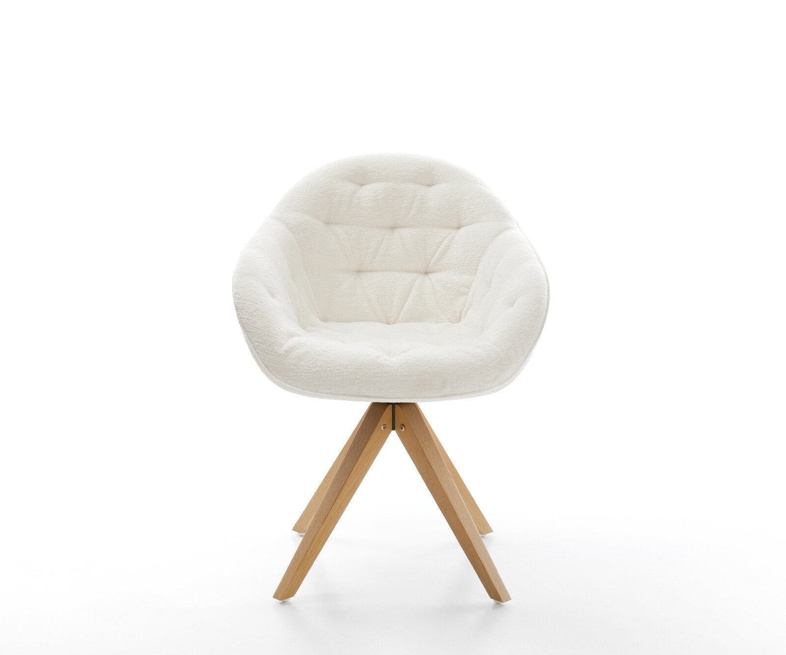Drehstuhl Gaio-Flex Bouclé Soft Beige Holzgestell kantig Natur 180° drehbar 1