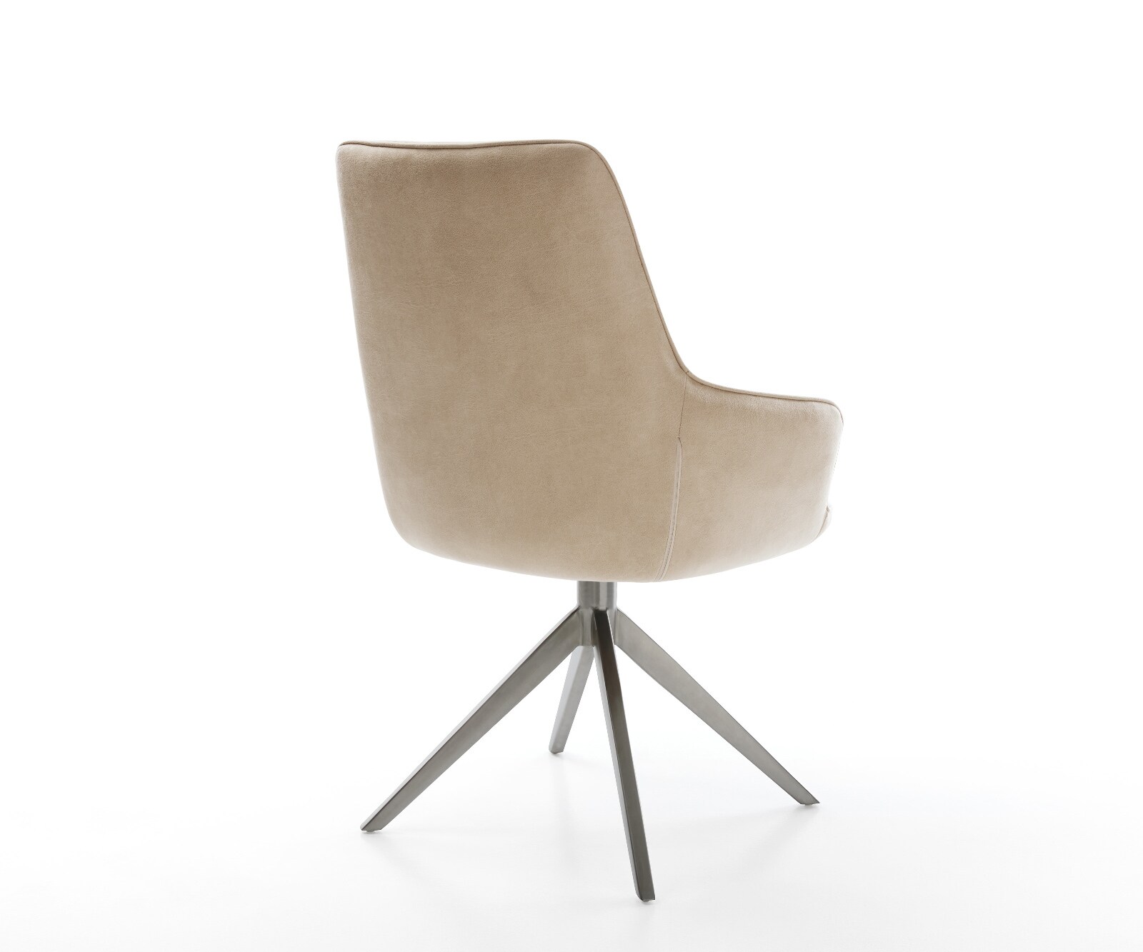 Drehstuhl Zelia-Flex mit Armlehnen Mikrofaser Beige Vintage Kreuzgestell breit Graphit 360° drehbar Wippfunktion Taschenfederkern 4