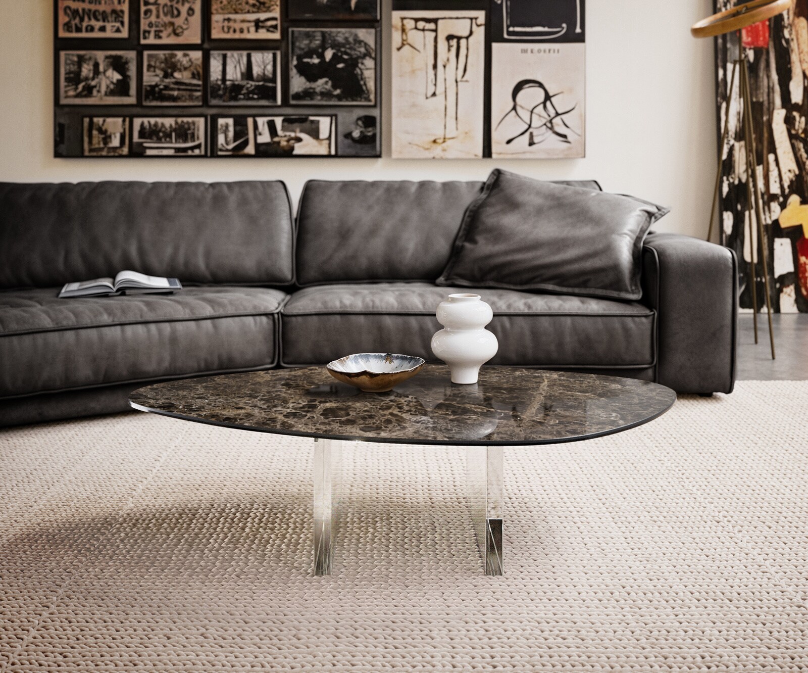 Couchtisch Edge Organisch 140x76 cm Keramik Emperador Extra Lucidato Dunkelbraun Lumia Acryl 2