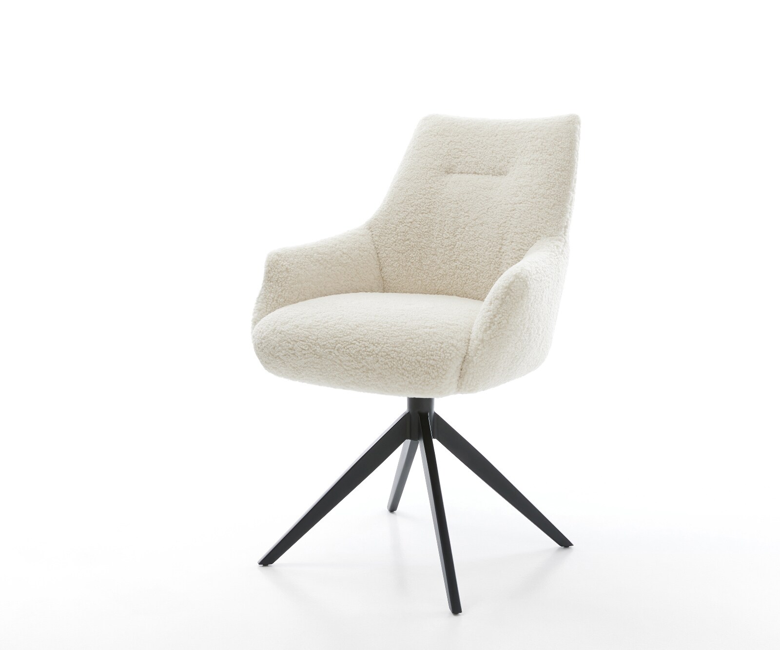 Chaise-pivotante Alja-Flex avec accoudoirs tissu teddy beige pied croisé large noir pivotement sur 360° fonction bascule resorts ensachés