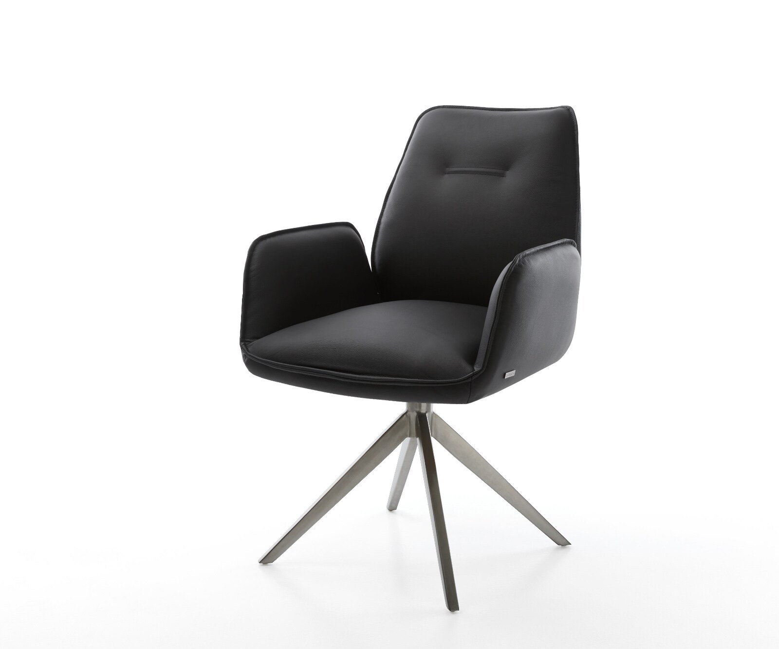 Chaise-pivotante Zoa-Flex cuir de vache noir pied croisé large grafiete pivotement sur 360° fonction bascule