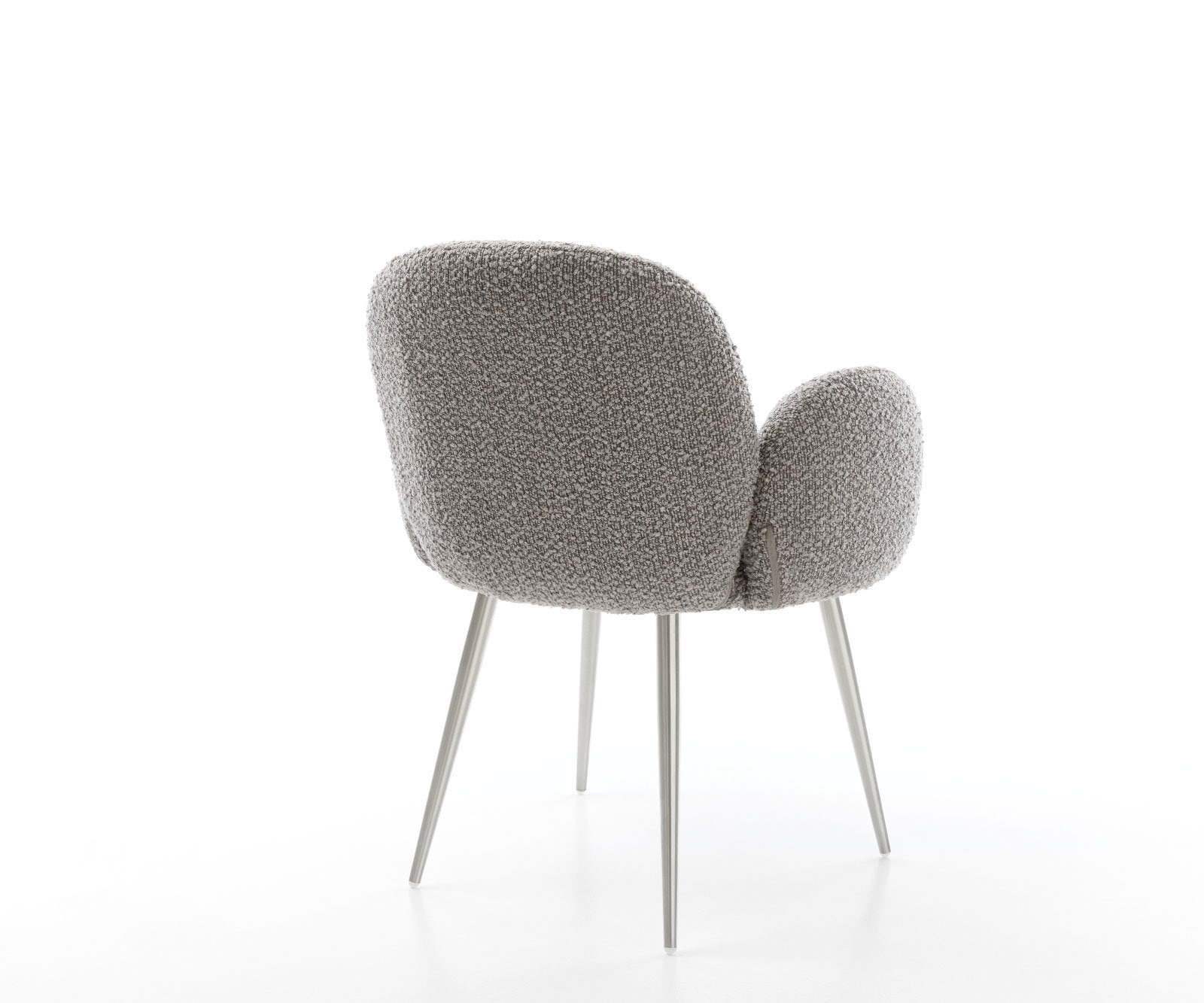 Esszimmerstuhl Nube-Flex mit Armlehnen Bouclé Silbergrau 4-Fuß konisch Edelstahl Taschenfederkern 4 Esszimmerstuhl Nube-Flex mit Armlehnen Bouclé Silbergrau 4-Fuß konisch Edelstahl Taschenfederkern 4