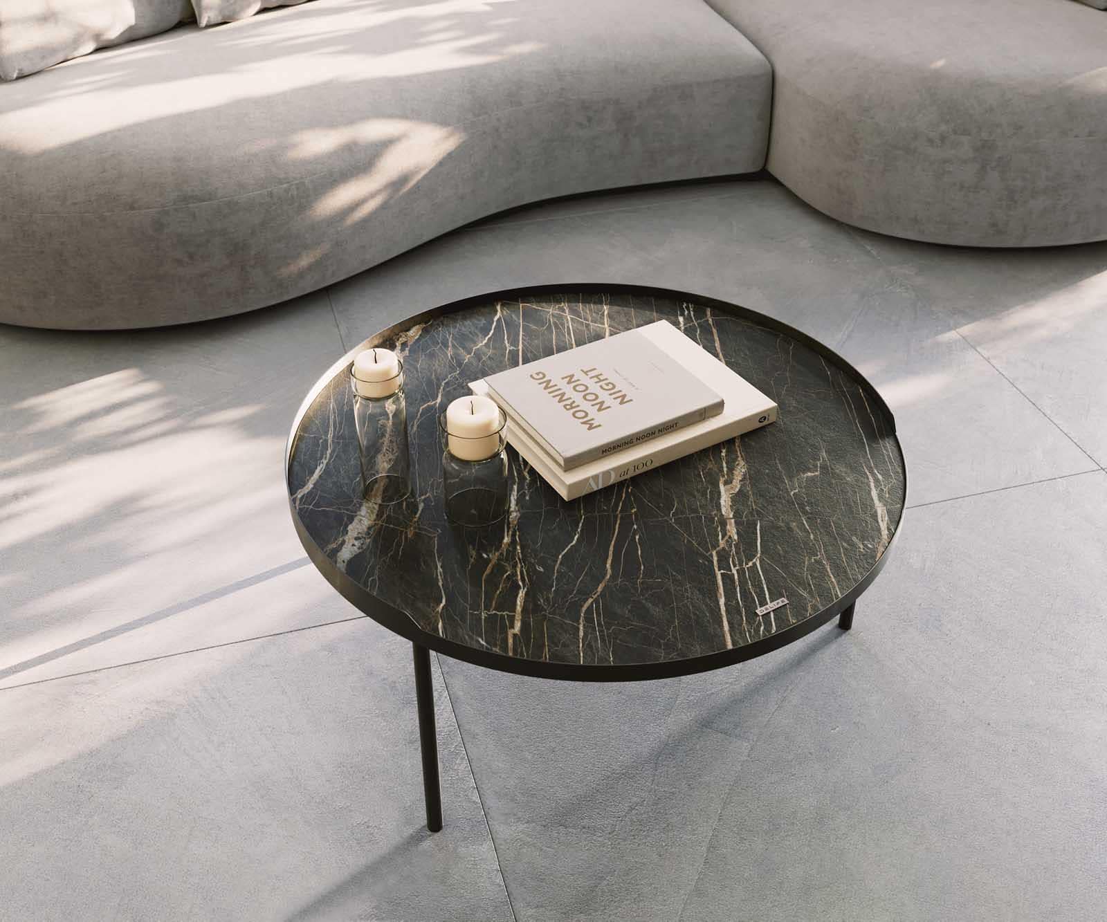 Couchtisch Torell 80x80 cm Keramik Laminam®Noir Desir Braun Metallrahmen Effektfinish Titan 5