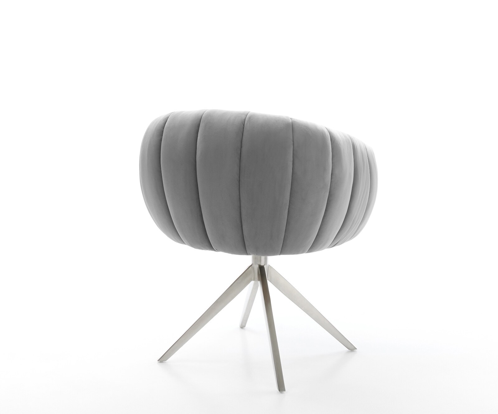 Drehstuhl Jada-Flex Samt Grau Kreuzgestell breit Edelstahl 360° drehbar Wippfunktion Taschenfederkern 5