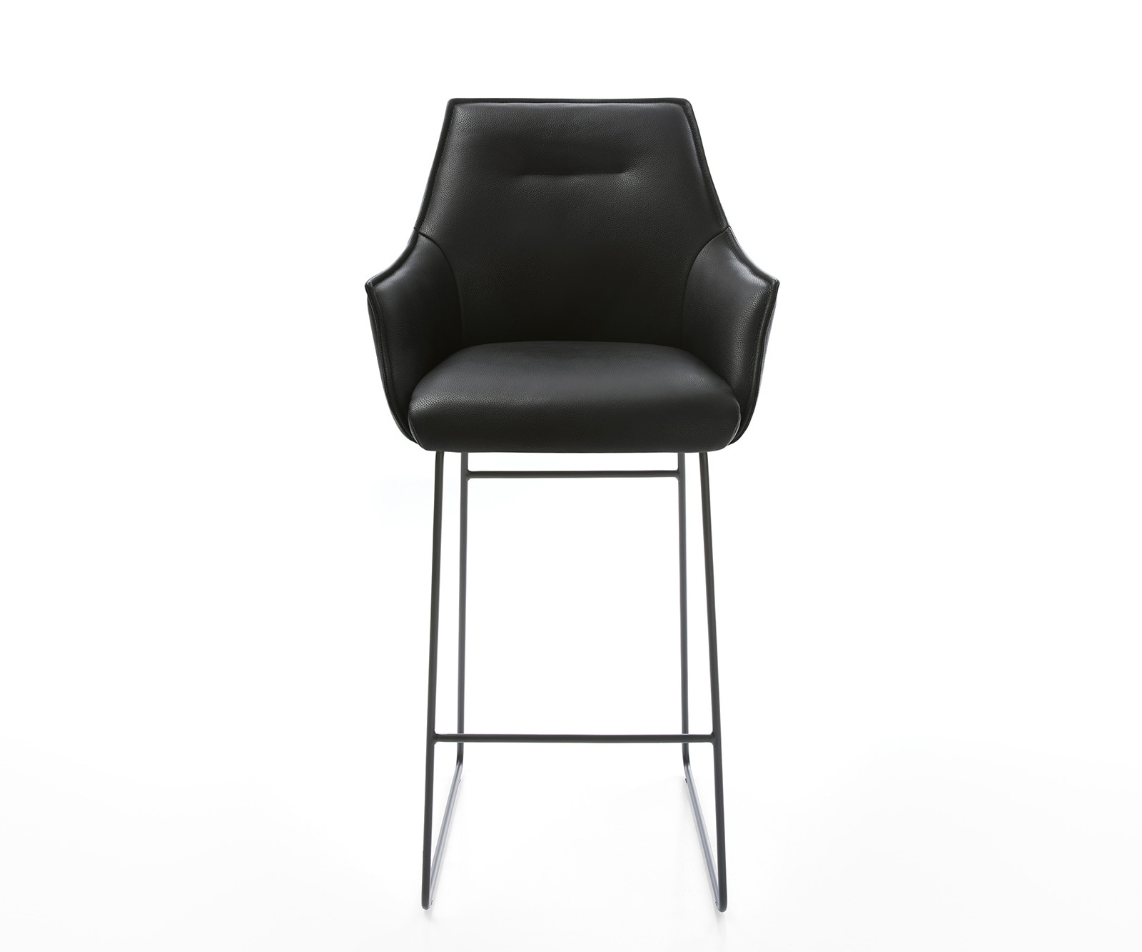 Barstuhl Alja-Flex Echt-Leder Schwarz Kufengestell Metall Schwarz Taschenfederkern 2