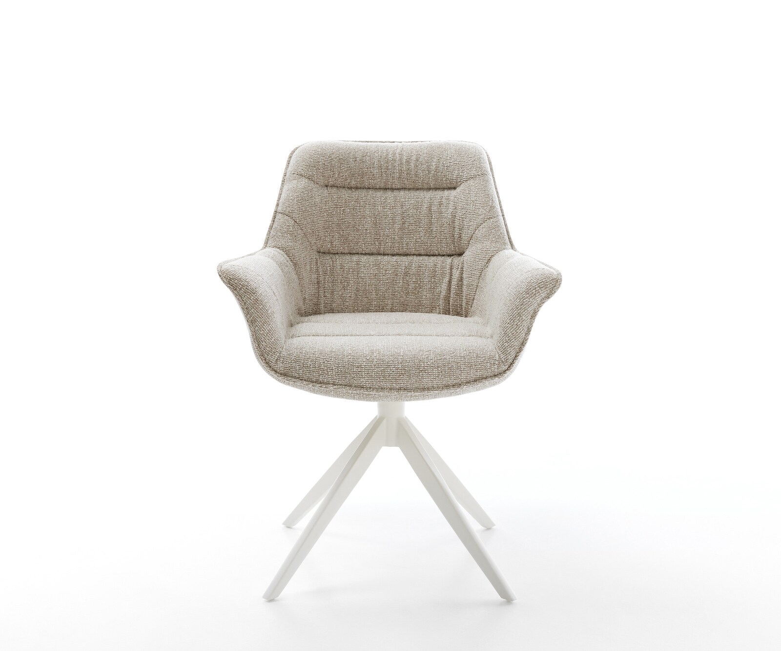 Drehstuhl Kaira-Flex Webstoff Soft Beige Kreuzgestell breit Weiß 360° drehbar Wippfunktion 1