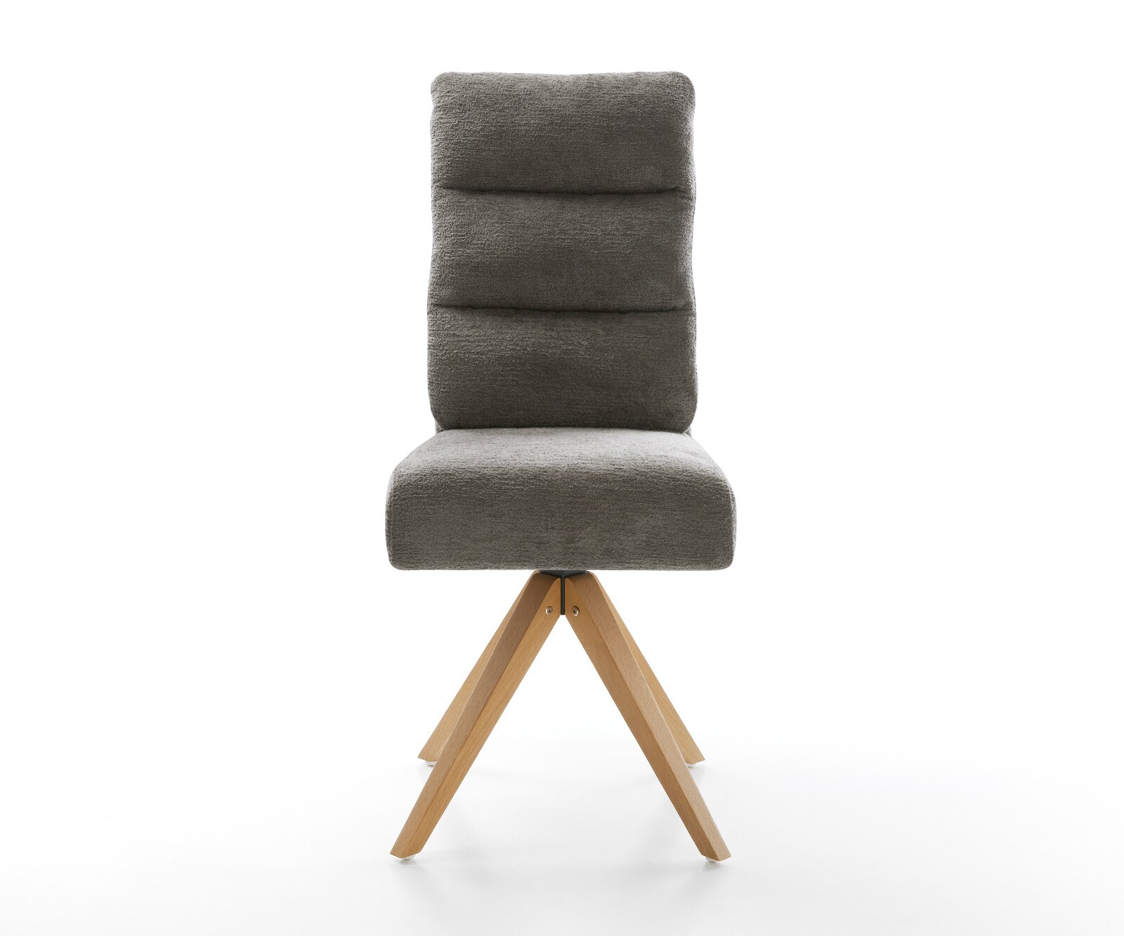 Drehstuhl Pela-Flex Bouclé Soft Schlamm Holzgestell kantig Natur 180° drehbar Taschenfederkern 1