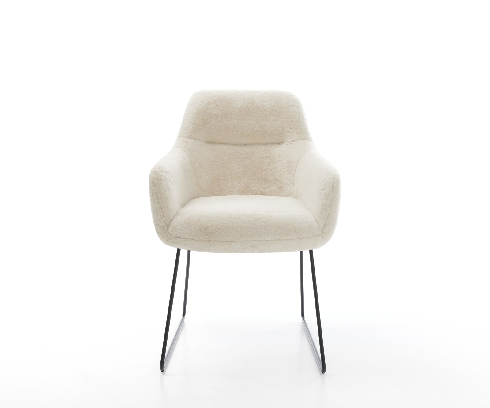 Esszimmerstuhl Pejo-Flex Plüsch Creme-Weiß Kufengestell Schwarz Taschenfederkern 2