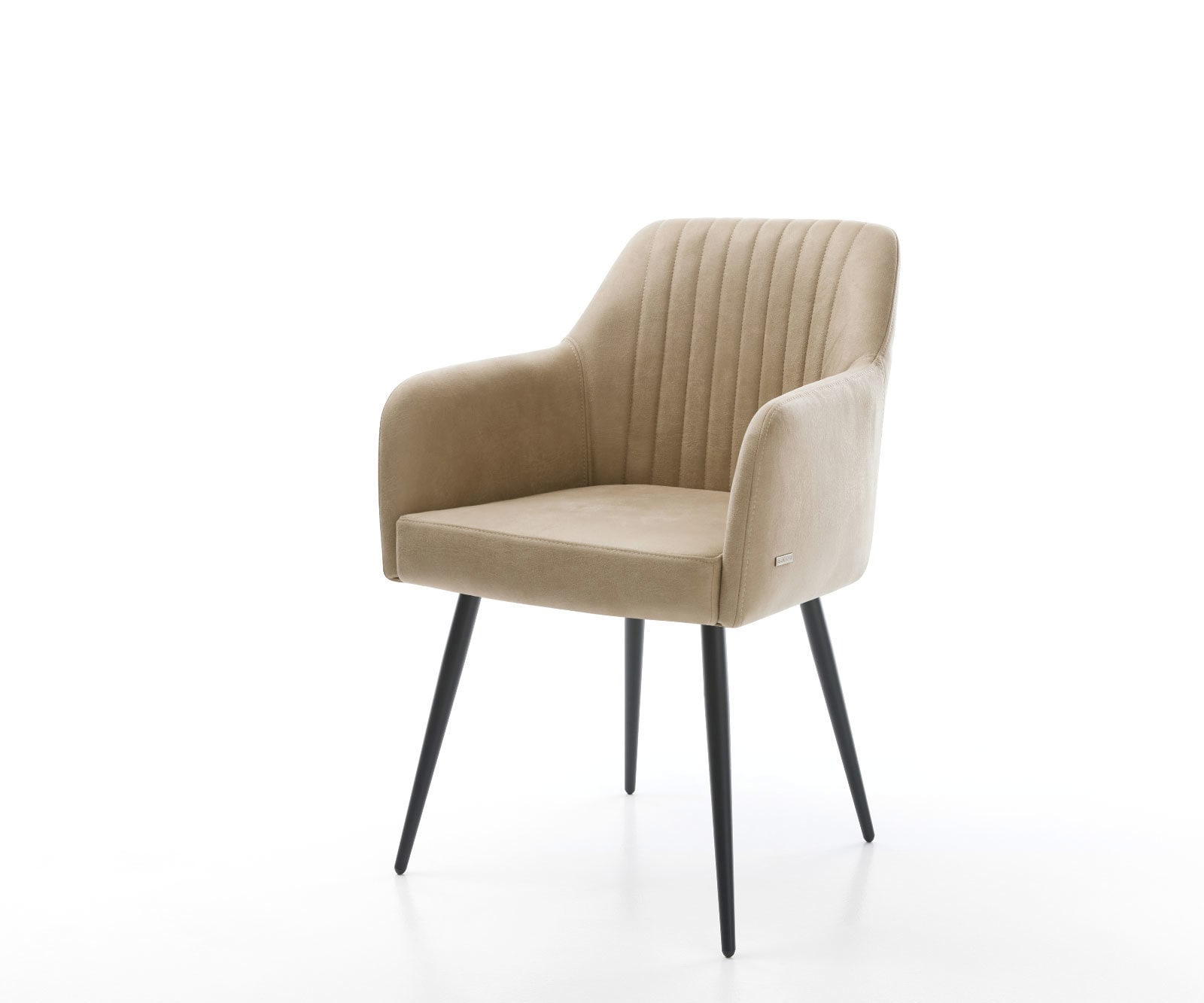 Esszimmerstuhl Greg-Flex Mikrofaser Beige Vintage 4-Fuß konisch Schwarz Taschenfederkern Esszimmerstuhl Greg-Flex Mikrofaser Beige Vintage 4-Fuß konisch Schwarz Taschenfederkern