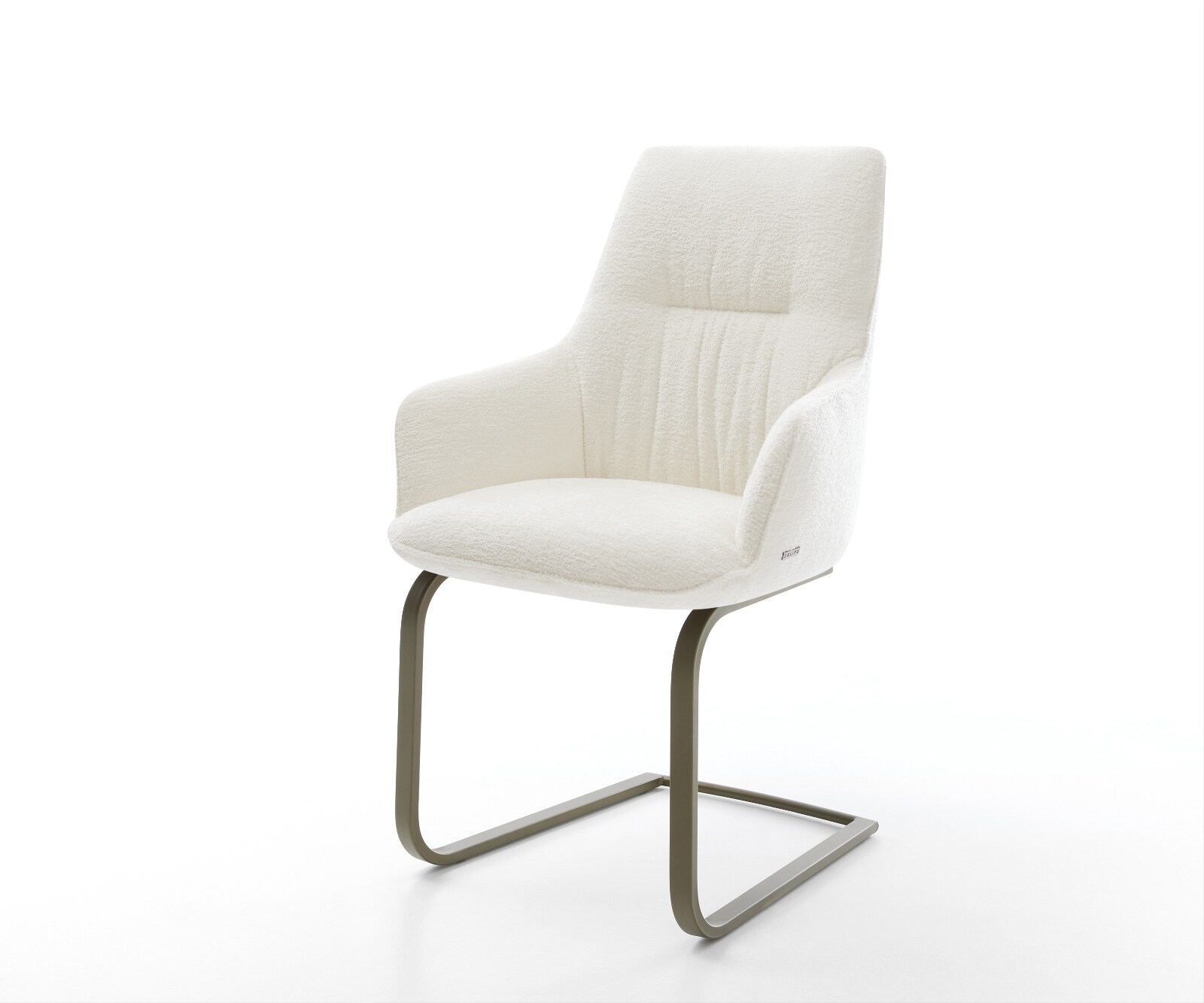 Freischwinger Zelia-Flex mit Armlehnen Bouclé Soft Beige Freischwinger flach Effektfinish Titan Taschenfederkern 1