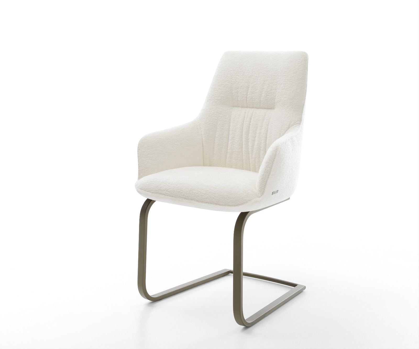 Freischwinger Zelia-Flex mit Armlehnen Bouclé Soft Beige Freischwinger flach Effektfinish Titan Taschenfederkern