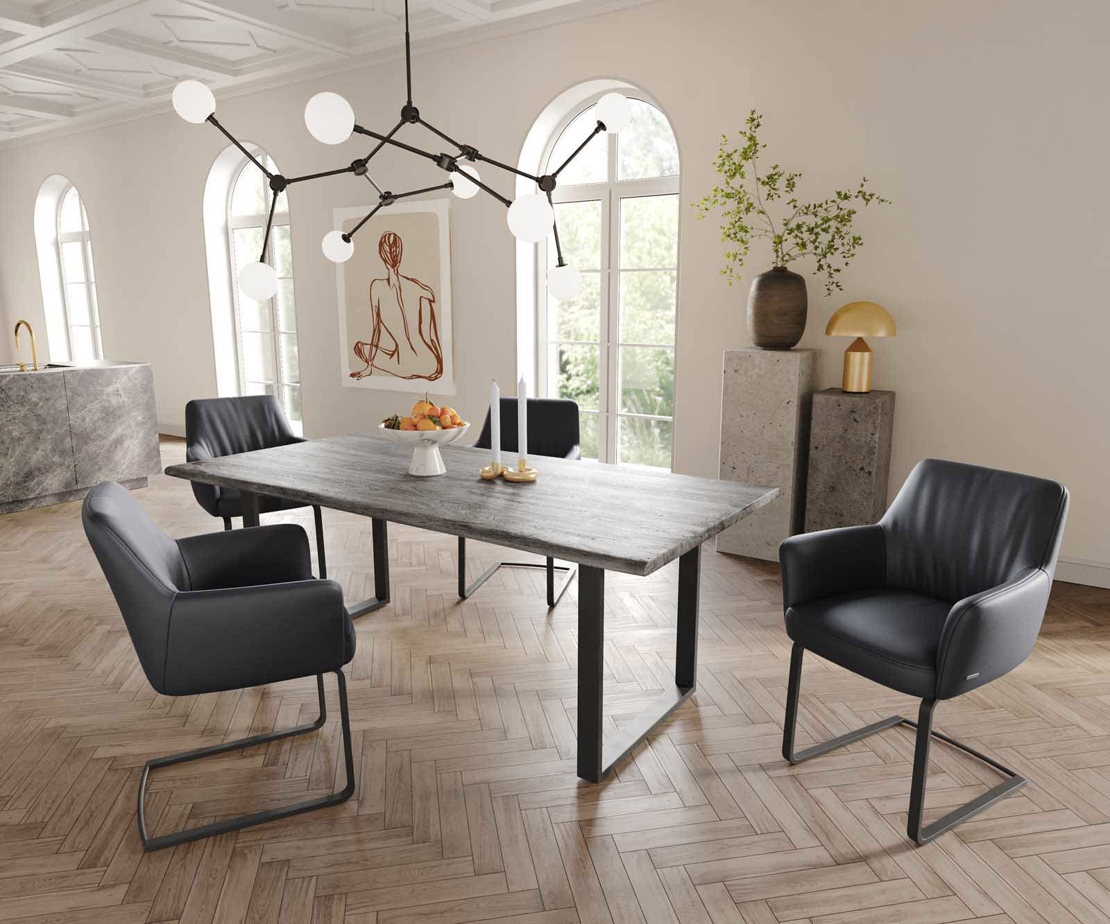 Freischwinger Xana-Flex mit Armlehnen Echt-Leder Schwarz Freischwinger flach Schwarz Taschenfederkern 4 Freischwinger Xana-Flex mit Armlehnen Echt-Leder Schwarz Freischwinger flach Schwarz Taschenfederkern 4