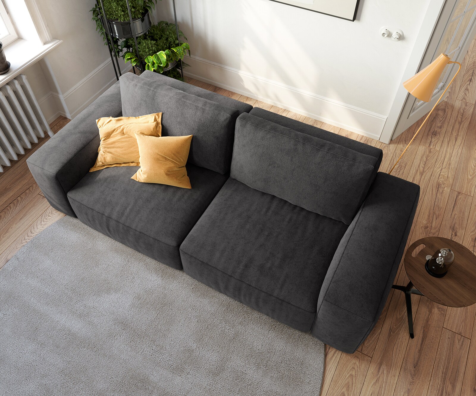 Big-Sofa Lanzo 230x95 cm Mikrofaser Schwarz 4