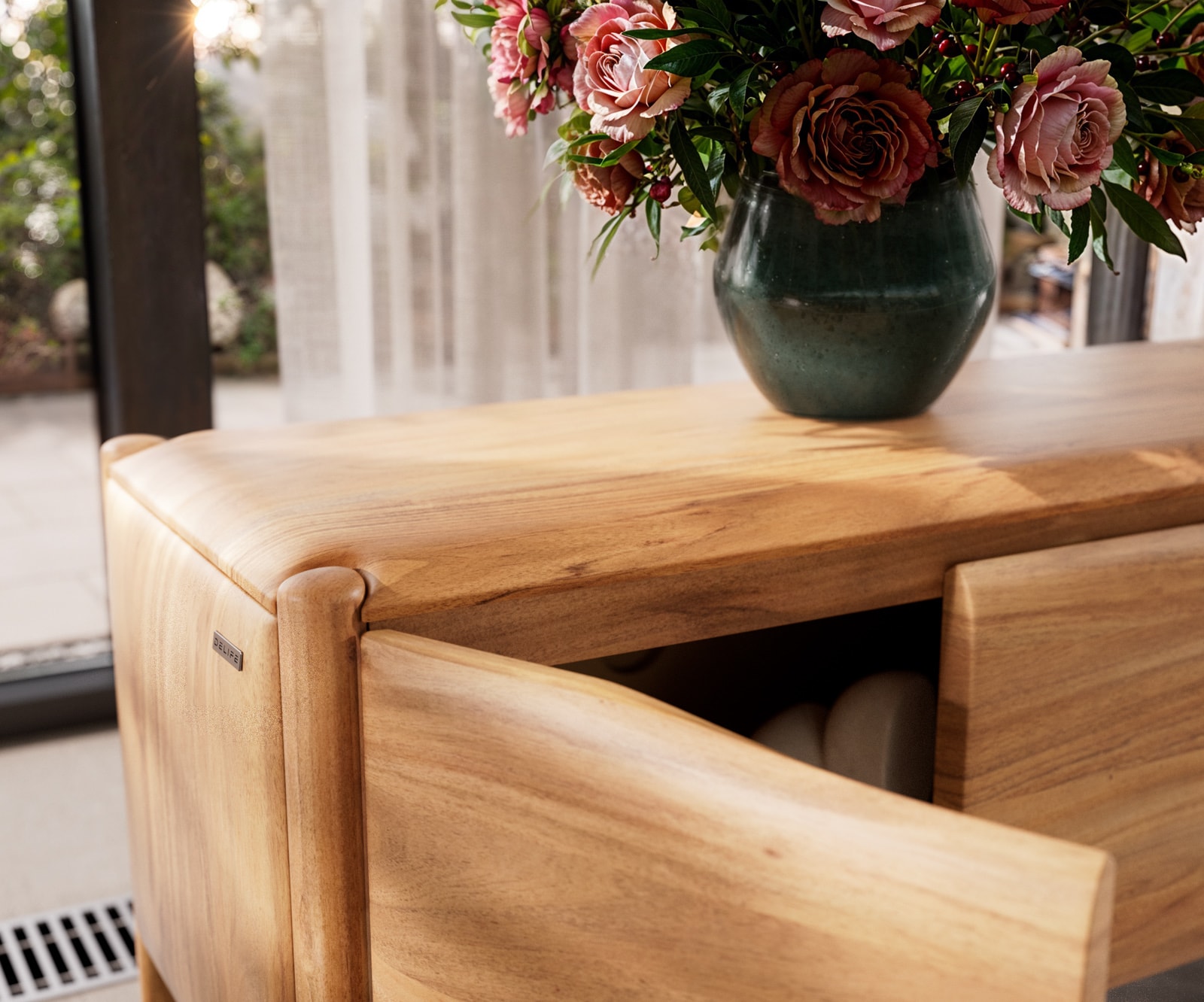 Lowboard Simcha 220 cm Akazie Natur 4 Türen 2 Schubladen 3 Lowboard Simcha 220 cm Akazie Natur 4 Türen 2 Schubladen 3