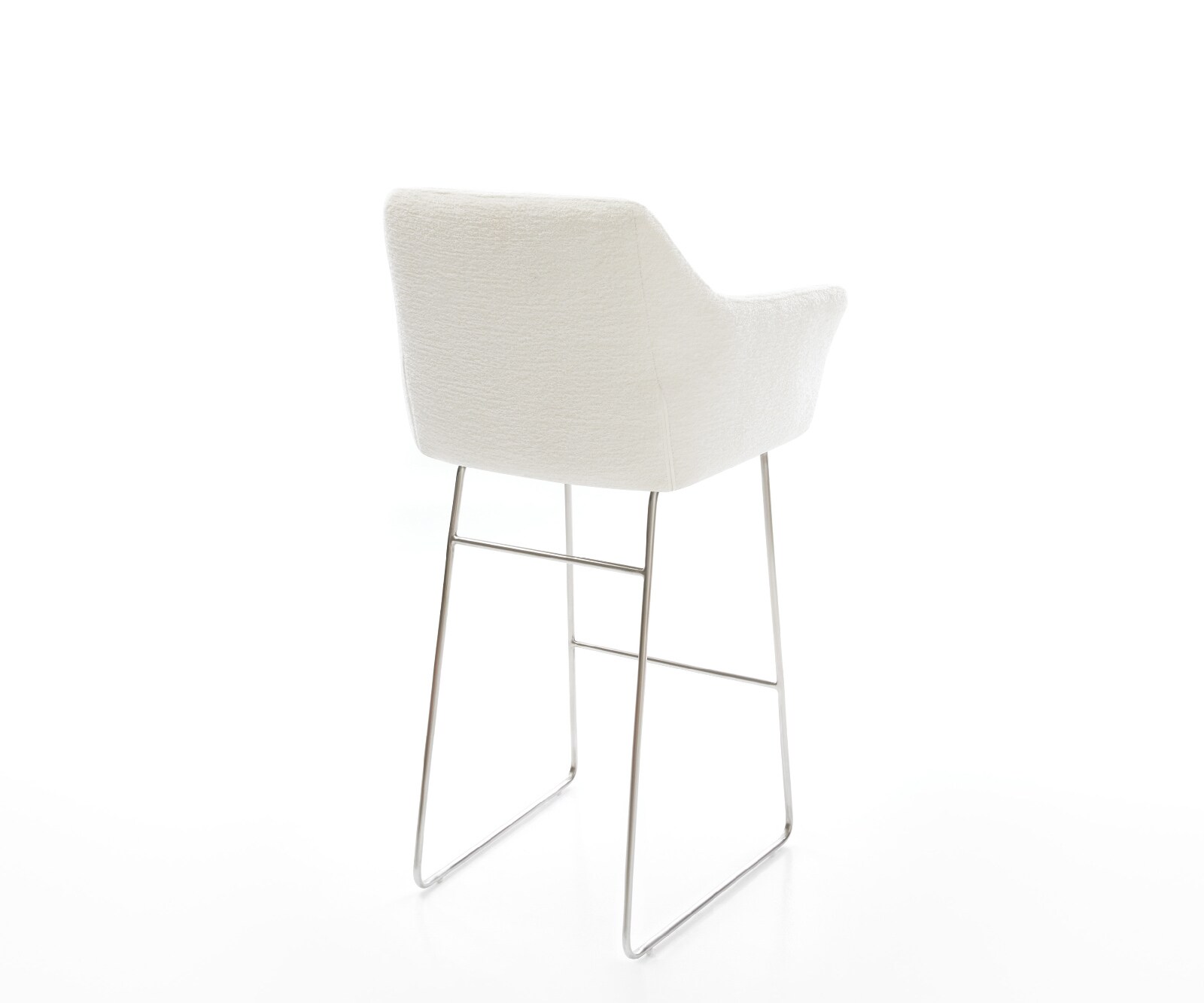 Barstuhl Yulo-Flex Bouclé Soft Beige Kufengestell Edelstahl Silberfarben 5