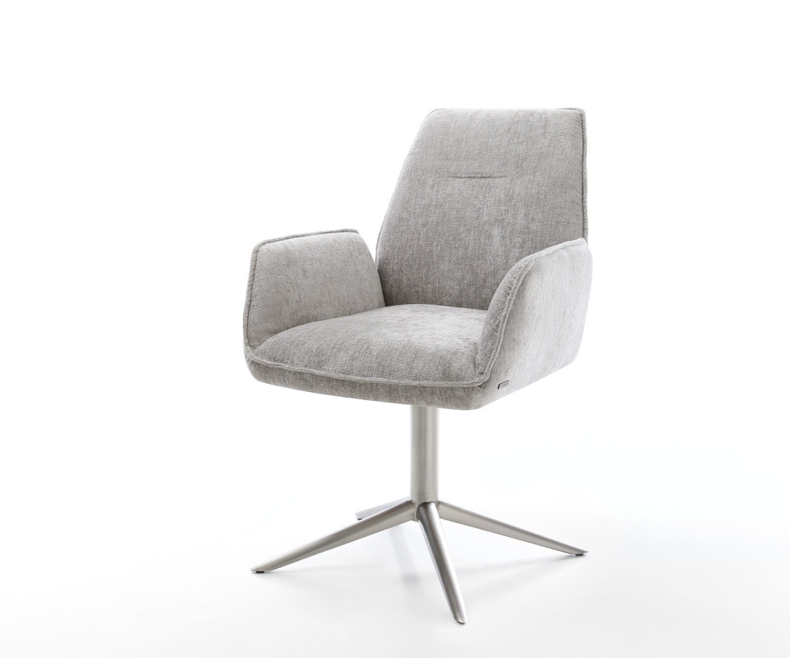 Drehstuhl Zoa-Flex Chenille Silbergrau Fußkreuz Edelstahl 360° drehbar Wipp günstig online kaufen