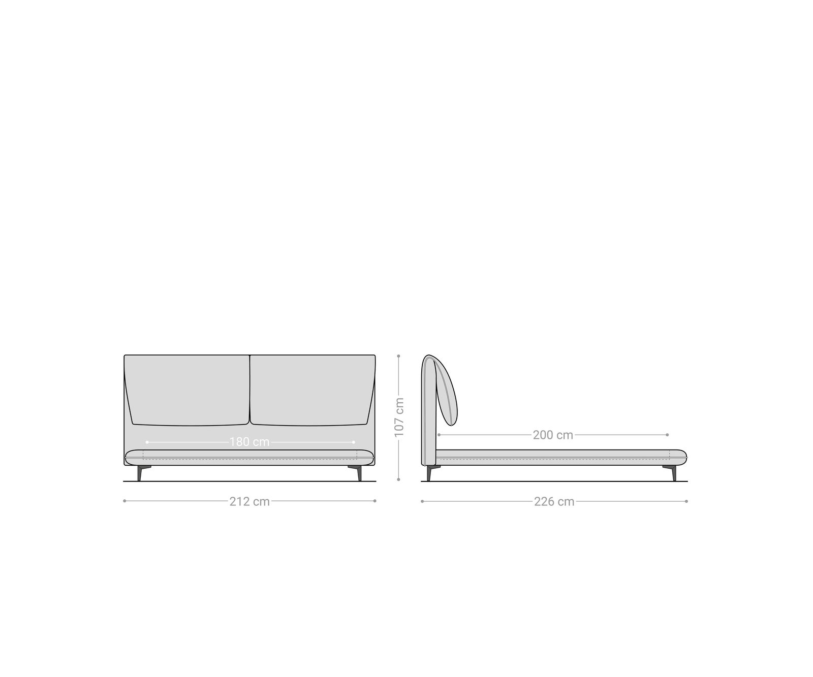 Polsterbettgestell Cusino 180x200 cm Bouclé Creme-Weiß 6