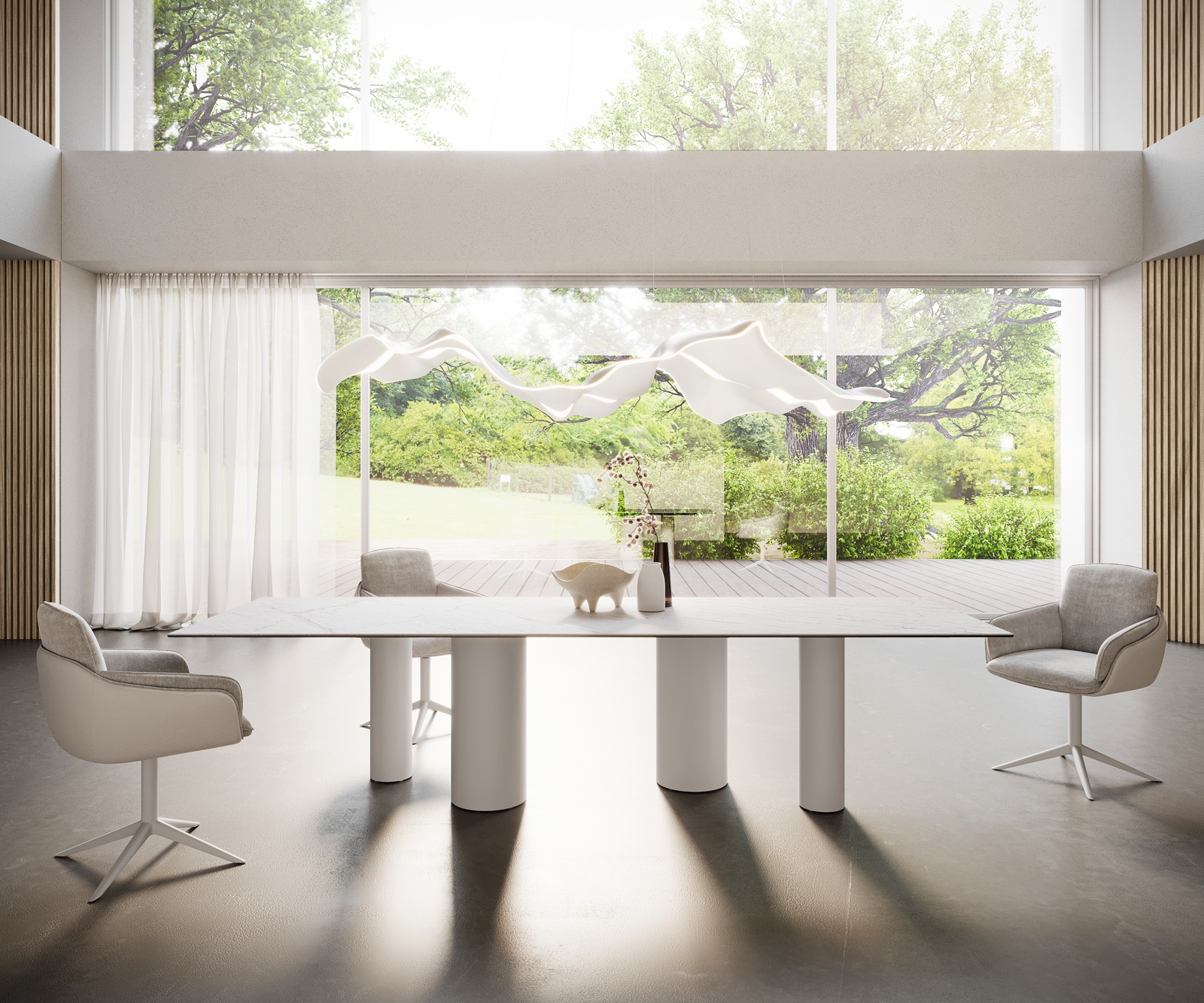 Esstisch Edge 300x100 Keramik Laminam®Statuarietto Weiß Pilier Metall Weiß 3 Esstisch Edge 300x100 Keramik Laminam®Statuarietto Weiß Pilier Metall Weiß 3