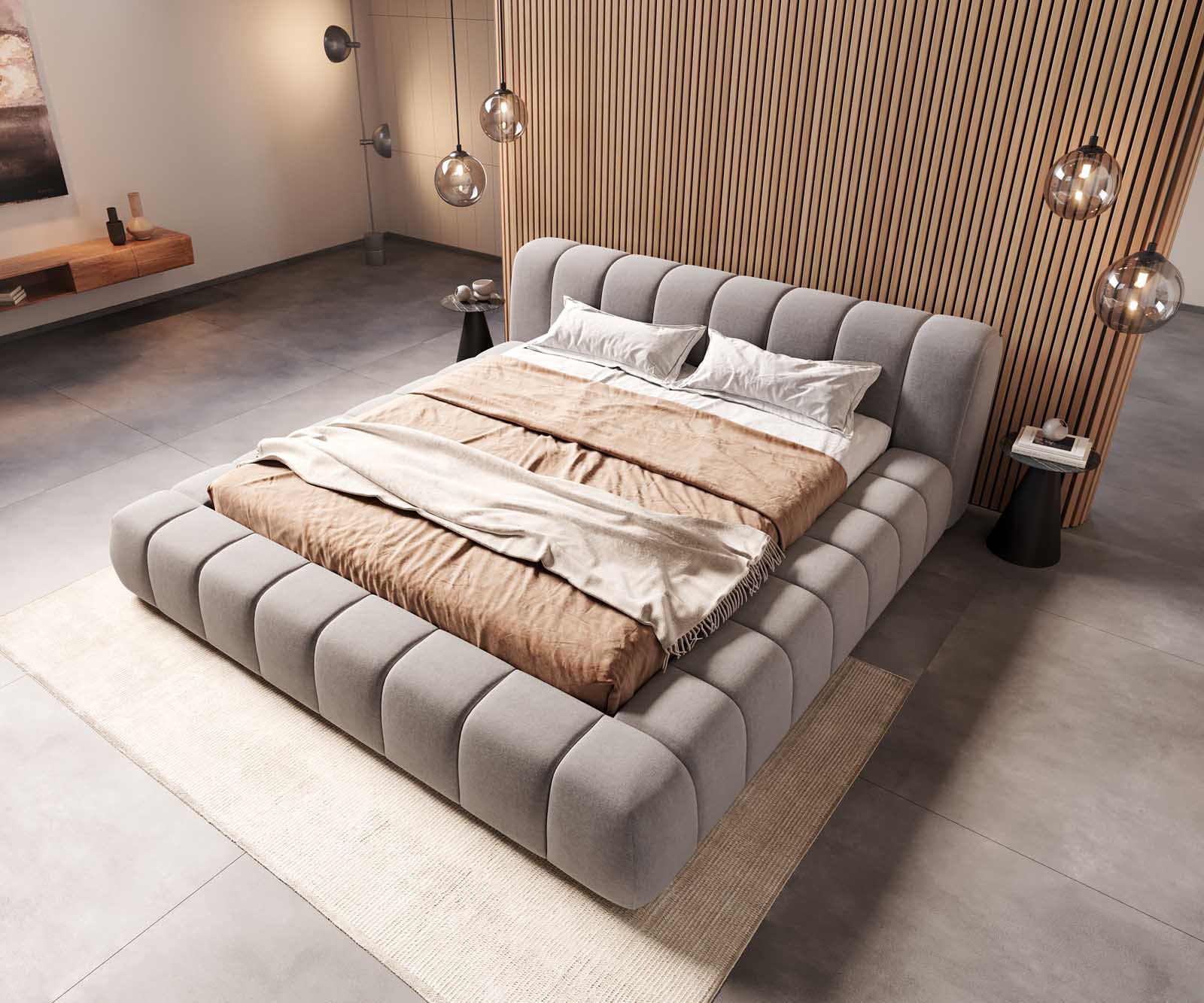 Polsterbettgestell Cutio 180x200 cm Mikrofaser Grau 3