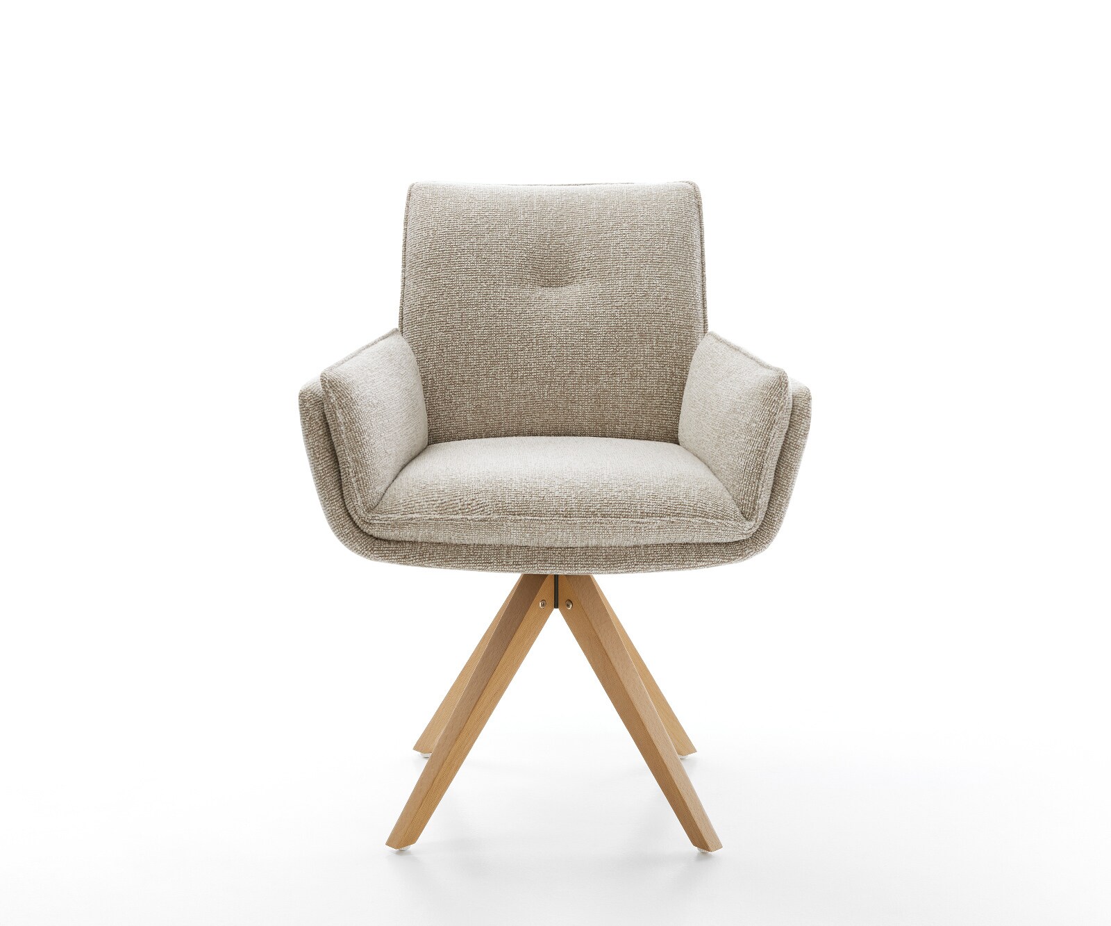 Drehstuhl Nela-Flex Webstoff Soft Beige Holzgestell kantig Natur 360° drehbar 2