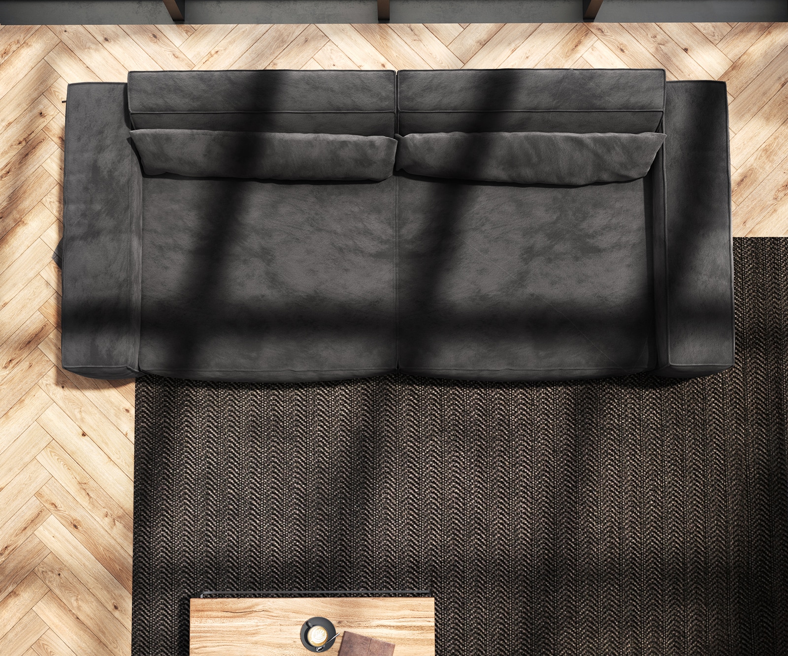 Big-Sofa Sirpio XL 270x130 cm Mikrofaser Schwarz 8