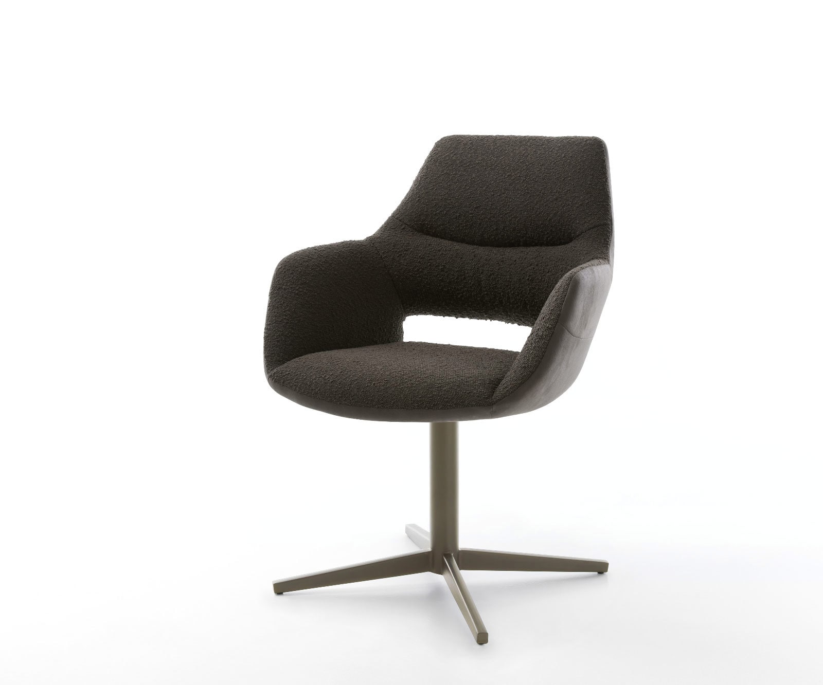 Drehstuhl Yago-Flex mit Armlehnen Materialmix Schwarz Fußkreuz Effektfinish Titan 360° drehbar Taschenfederkern