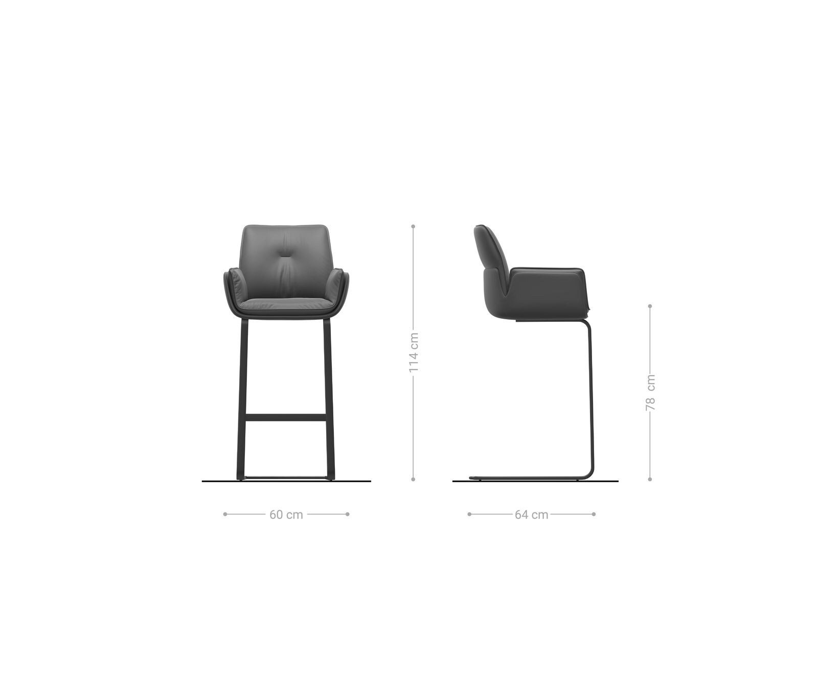 Barstuhl Nela-Flex Webstoff Soft Beige Freischwinger Flach Metall Schwarz 6