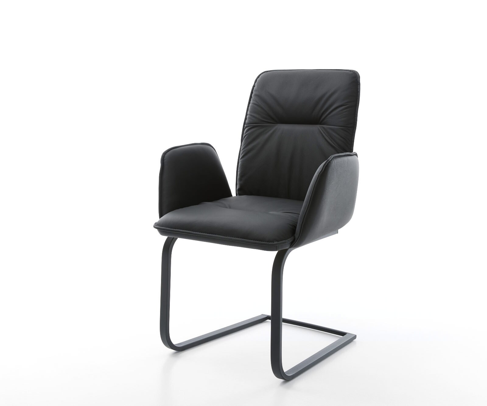 Freischwinger Vinja-Flex Echt-Leder Schwarz Freischwinger flach Schwarz günstig online kaufen