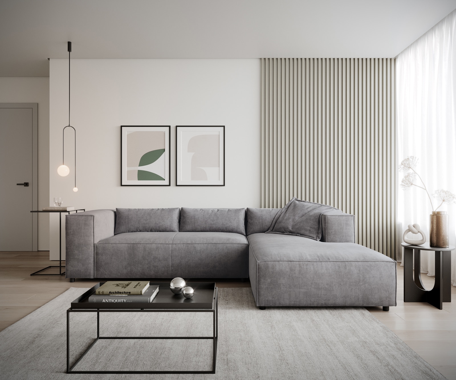 Eckcouch Brom 260x175 cm Mikrofaser Grau Recamiere rechts 2