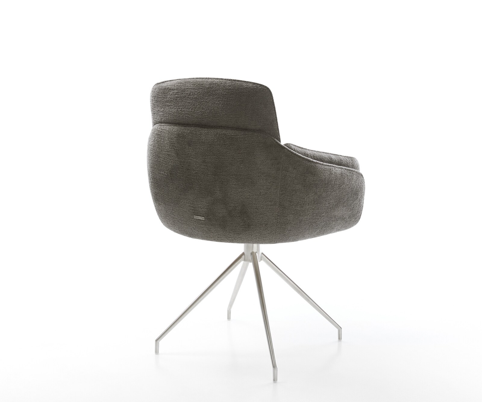 Esszimmerstuhl Luan-Flex mit Armlehnen Bouclé Soft Schlamm Kreuzgestell konisch Edelstahl 5