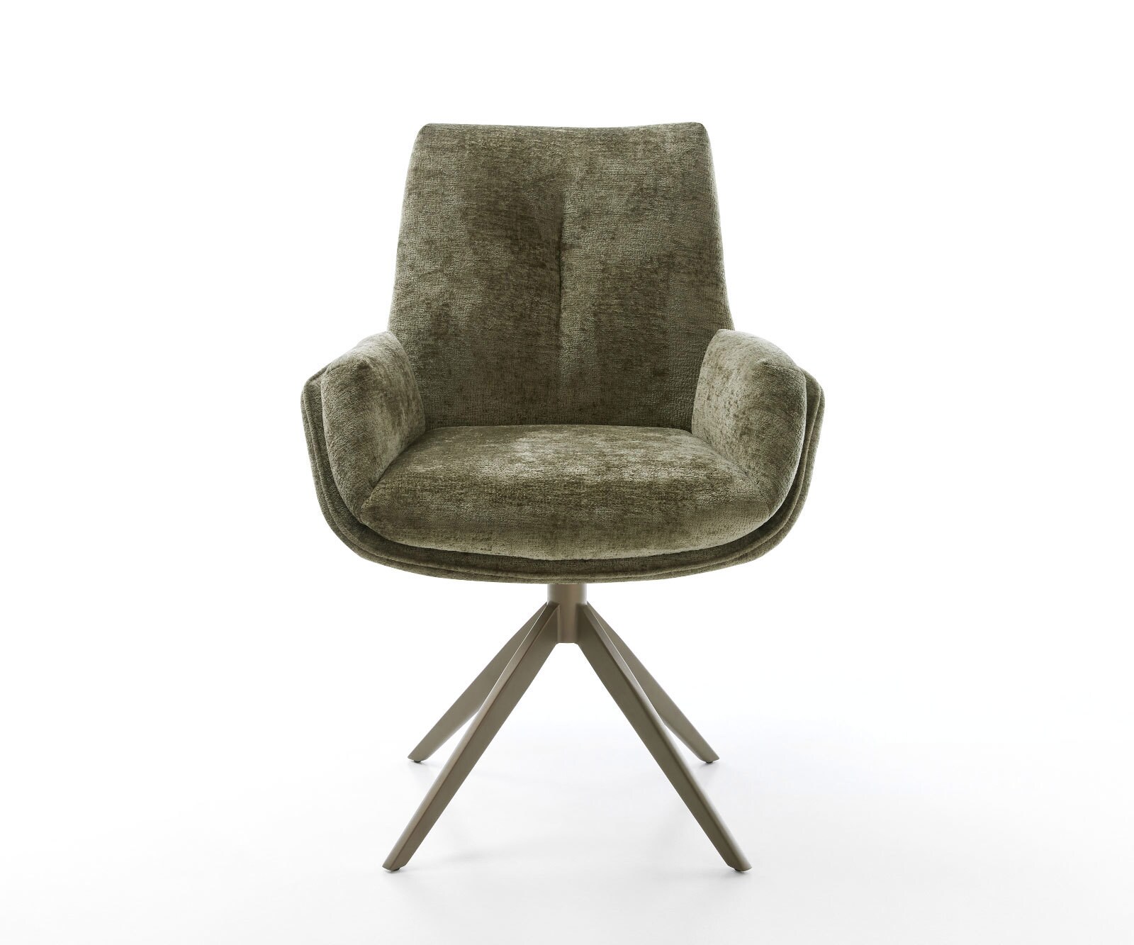 Drehstuhl Clea-Flex Chenille Olive Kreuzgestell breit Effektfinish Titan 360° drehbar Wippfunktion 2