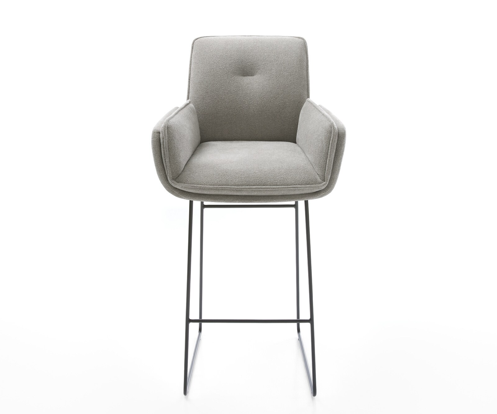 Barstuhl Nela-Flex Strukturstoff Soft Grau Kufengestell Metall Schwarz 2