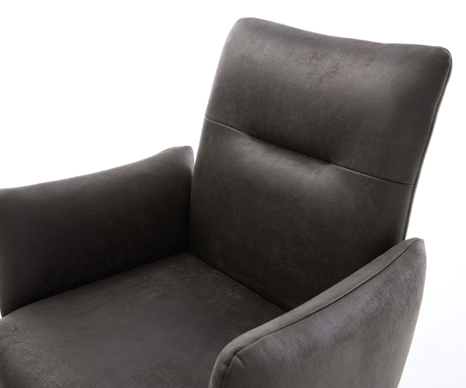 Drehstuhl Jova-Flex mit Armlehnen Mikrofaser Anthrazit Vintage Fußkreuz Schwarz 360° drehbar Taschenfederkern 3