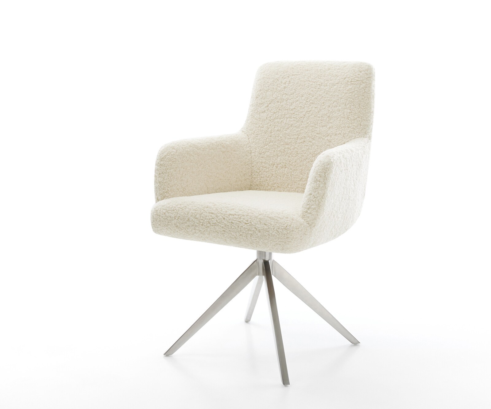 Drehstuhl Heira-Flex mit Armlehnen Teddystoff Beige Kreuzgestell breit Edel günstig online kaufen