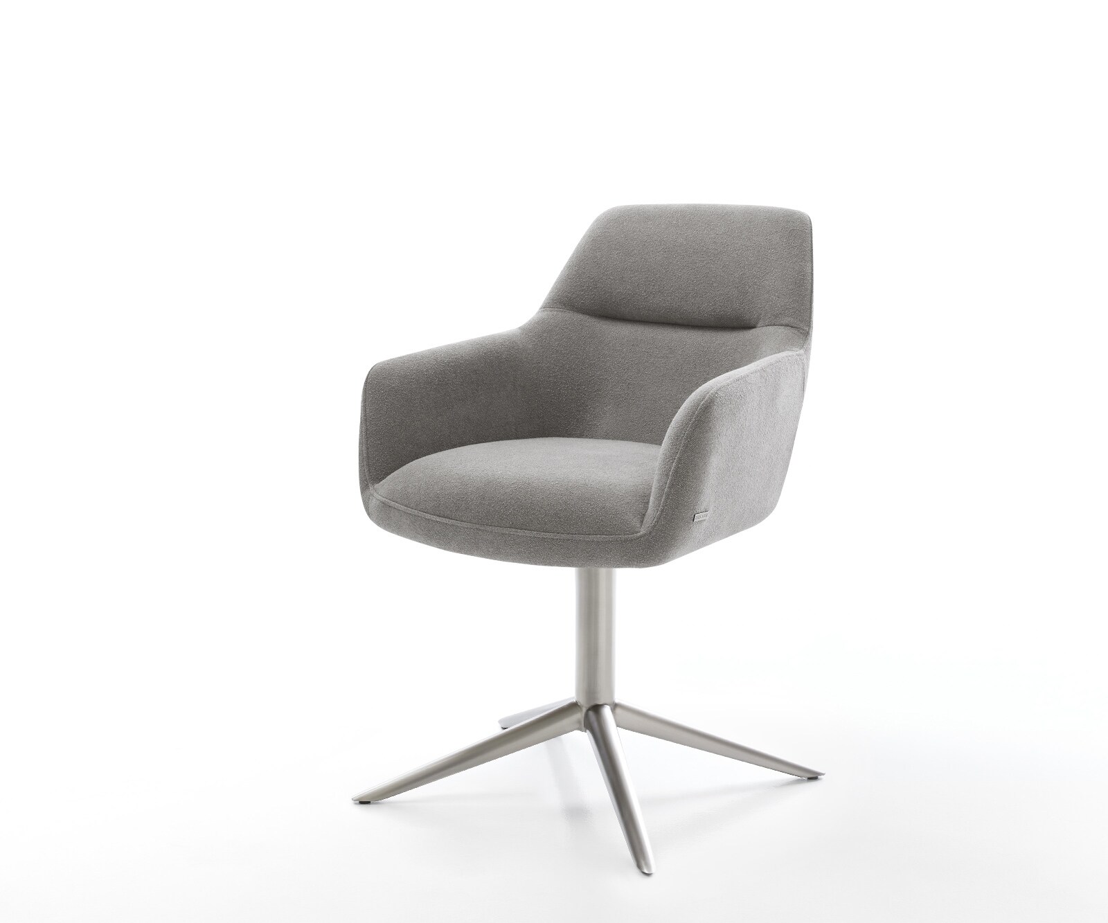Chaise-pivotante Pejo-Flex tissu structuré doux gris pied de chaise 4 branches acier inoxydable pivotement sur 360° fonction bascule resorts ensachés