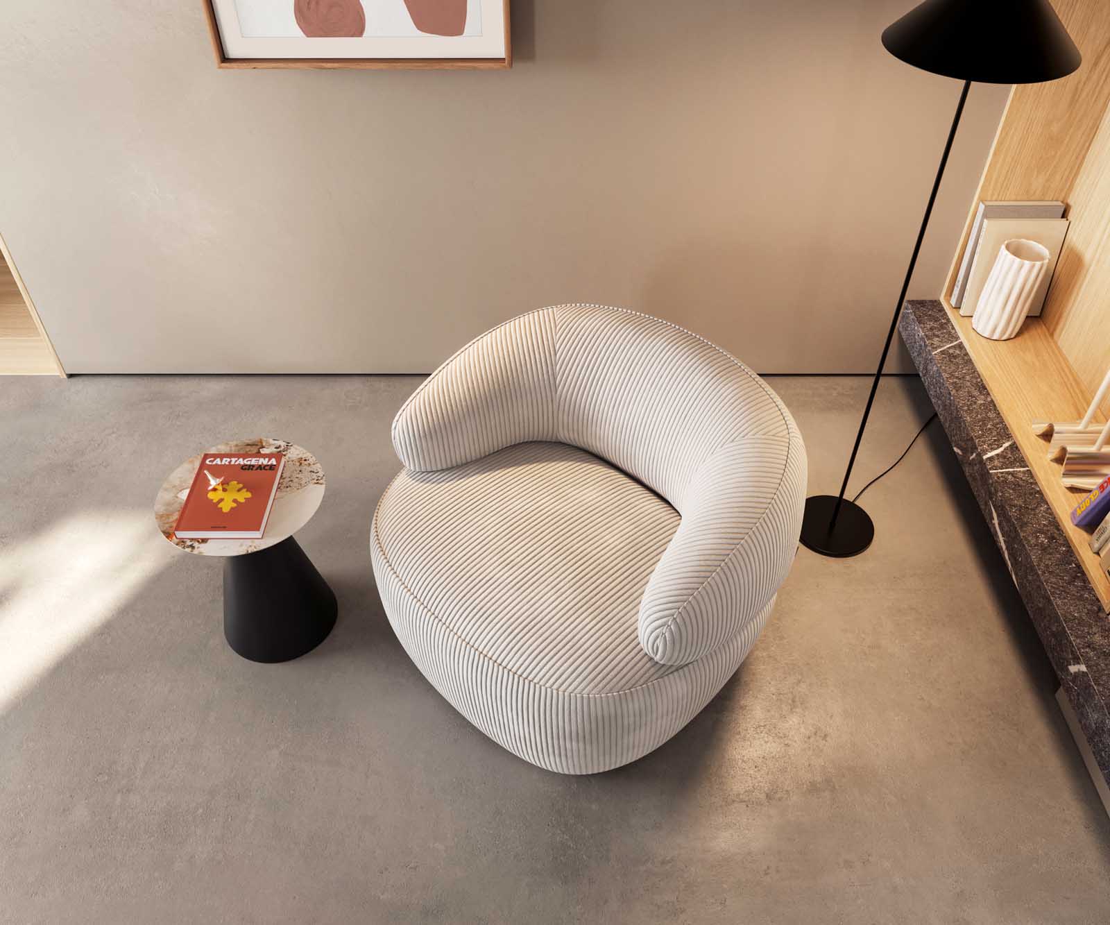 Loungesessel Nova 88x88 cm Cord Beige 1
