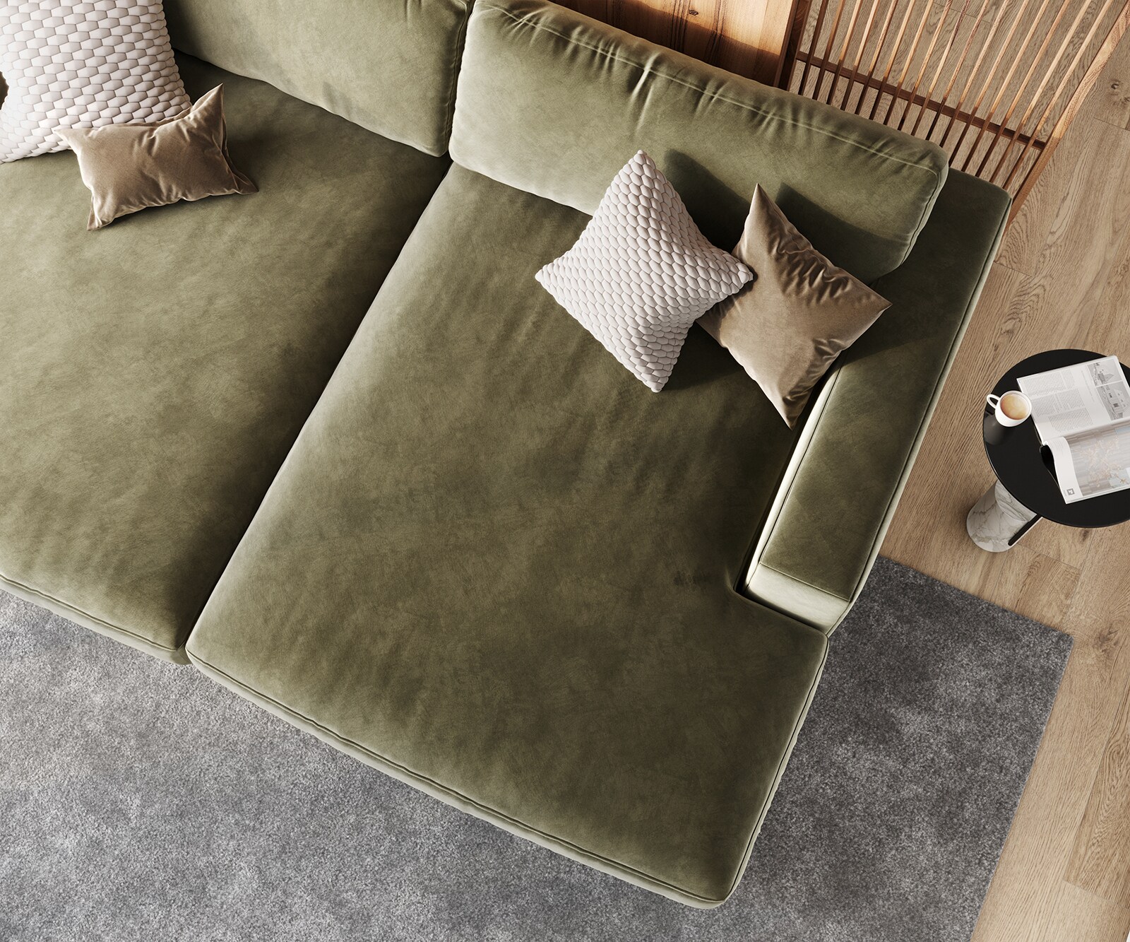Big-Sofa Cubico 290x170 cm Samt Olive 3