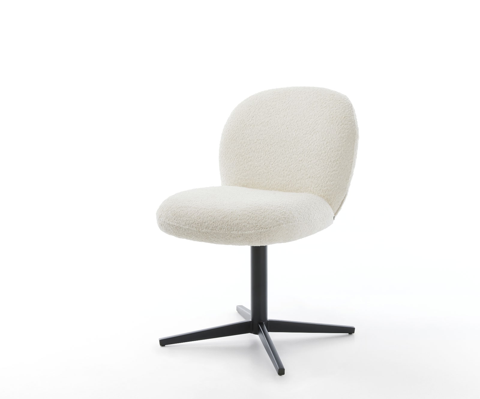 Drehstuhl Nube-Flex Bouclé Weiß Fußkreuz Schwarz 360° drehbar Taschenfederkern